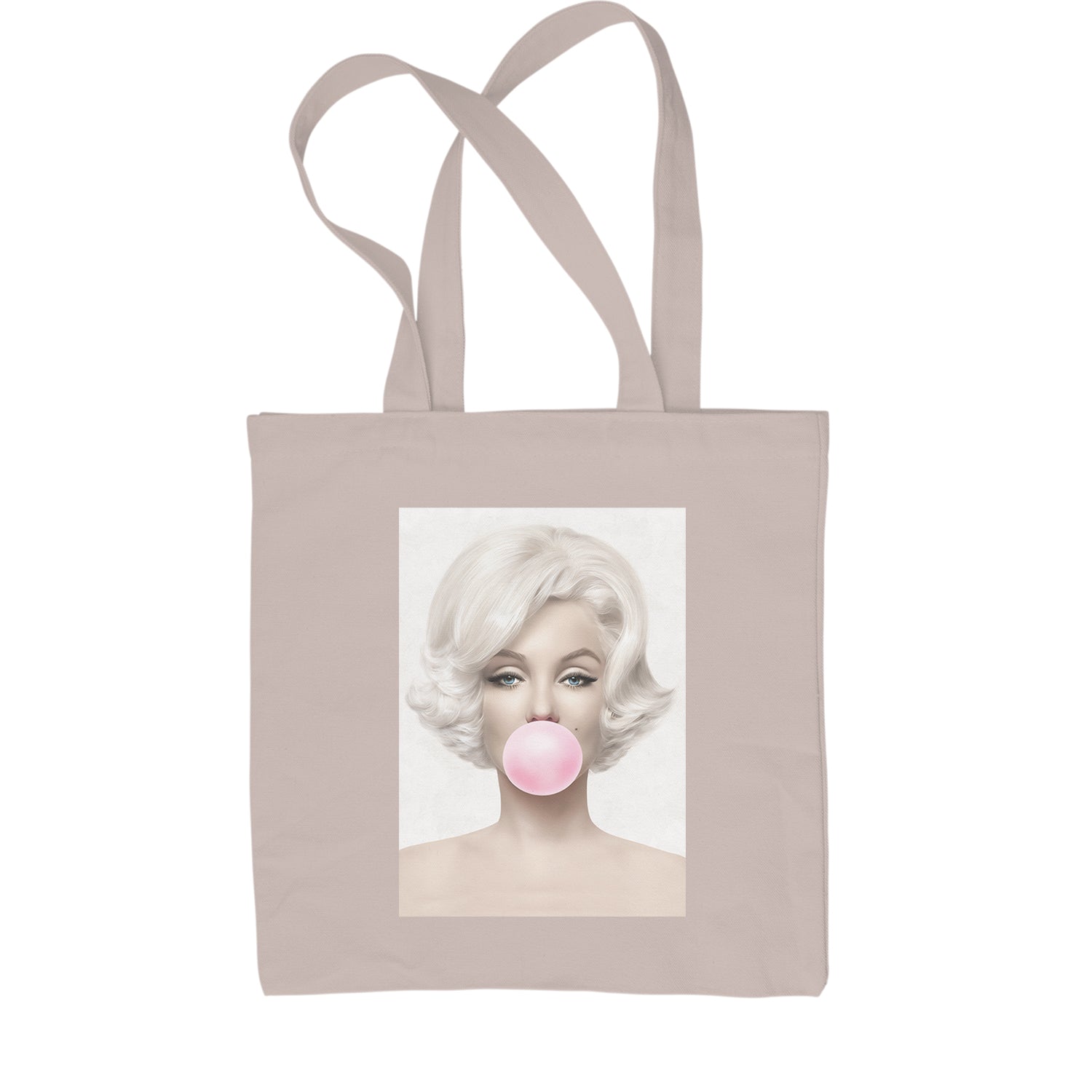 Marilyn Monroe Pink Bubble Gum Shopping Tote Bag marilyn, monroe by Expression Tees
