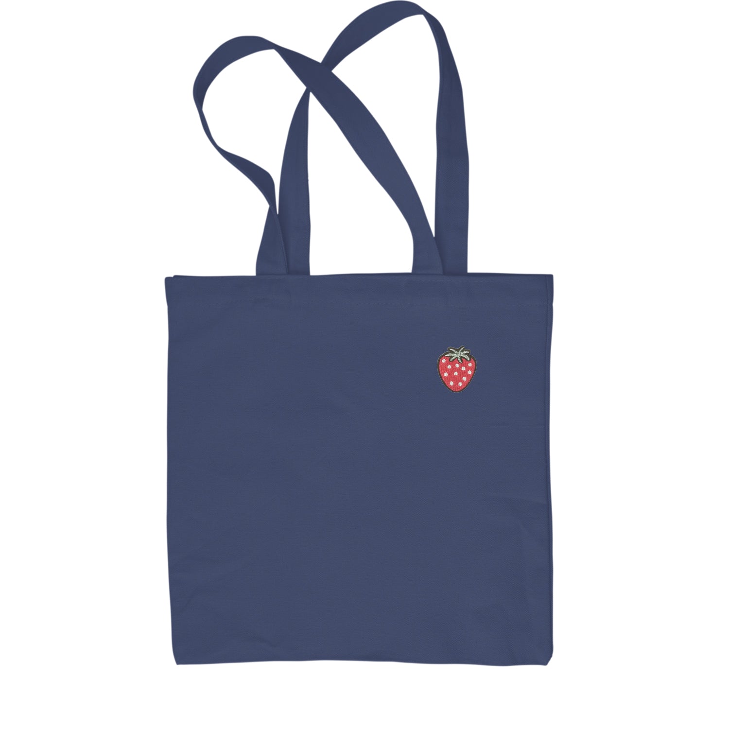 Embroidered Strawberry Patch (Pocket Print) Shopping Tote Bag fruit, strawberries by Expression Tees