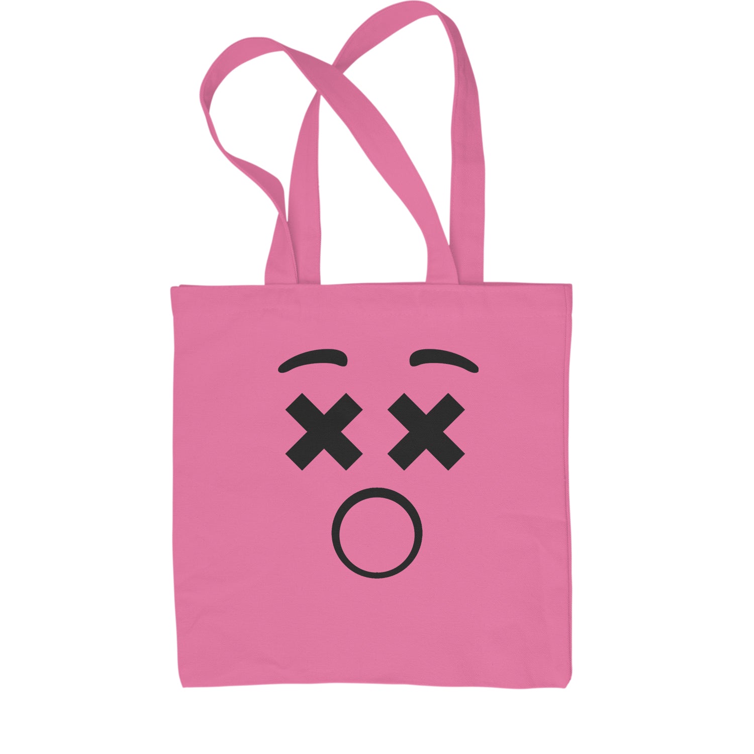 Emoticon XX Eyes Smile Face Shopping Tote Bag cosplay, costume, dress, emoji, emote, face, halloween, smiley, up, yellow by Expression Tees