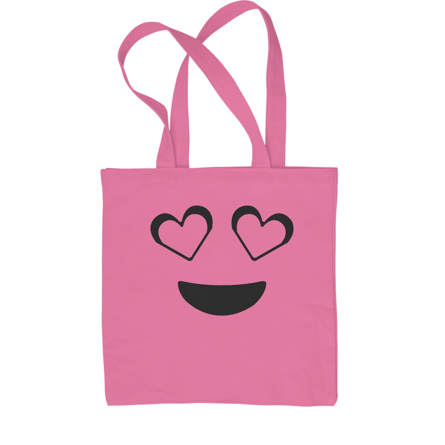 Emoticon Heart Eyes Smile Face Shopping Tote Bag cosplay, costume, dress, emoji, emote, face, halloween, Smile, up, yellow by Expression Tees
