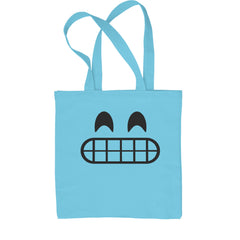 Emoticon Grinning Smile Face Shopping Tote Bag cosplay, costume, dress, emoji, emote, face, halloween, smiley, up, yellow by Expression Tees