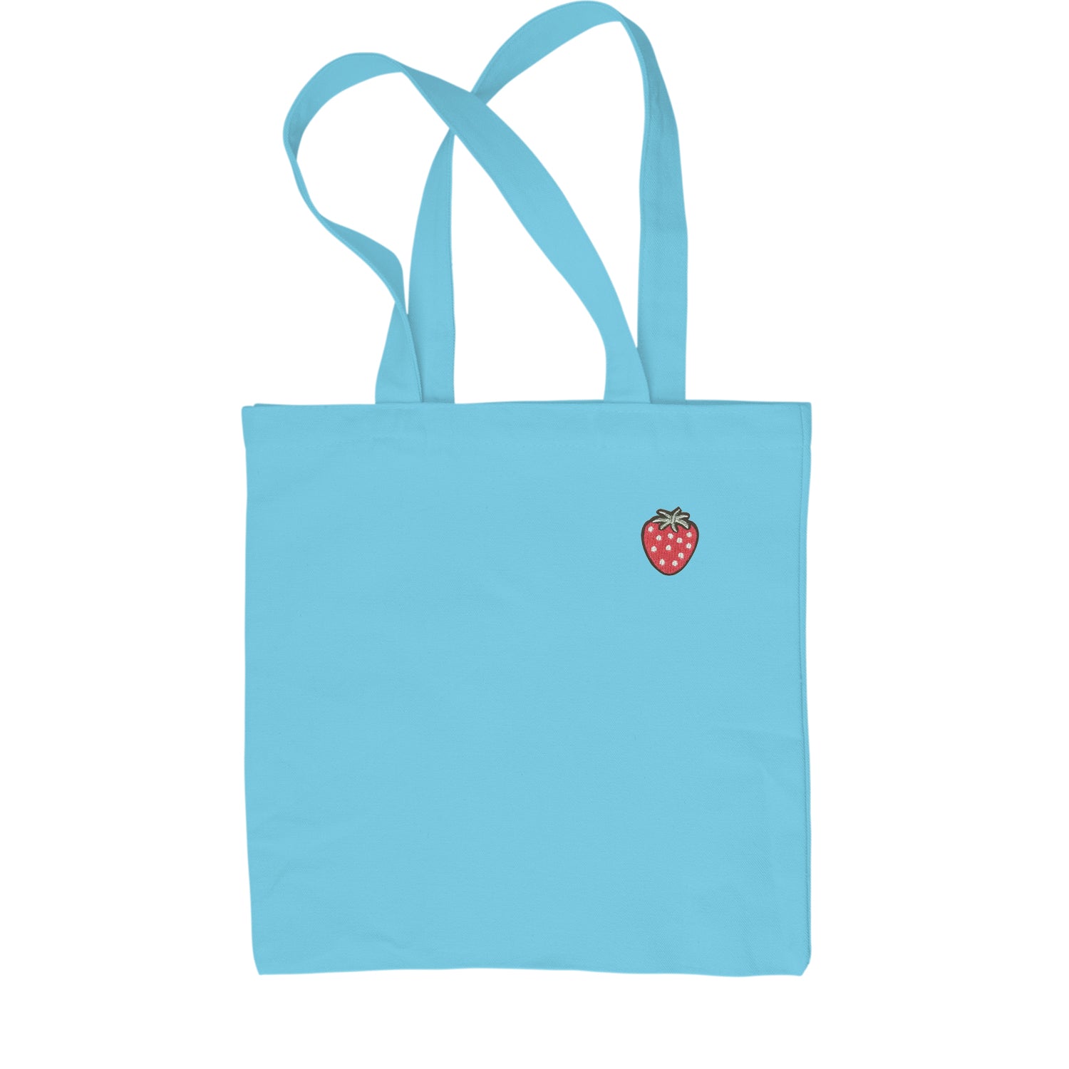 Embroidered Strawberry Patch (Pocket Print) Shopping Tote Bag fruit, strawberries by Expression Tees