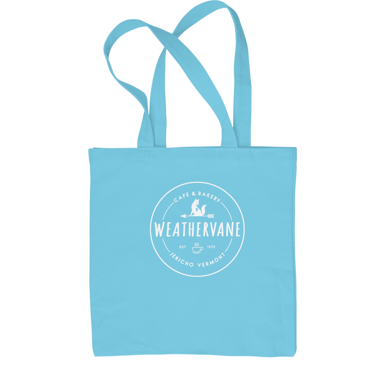 Weathervane Coffee Shop Shopping Tote Bag academy, jericho, more, never, vermont, Wednesday by Expression Tees