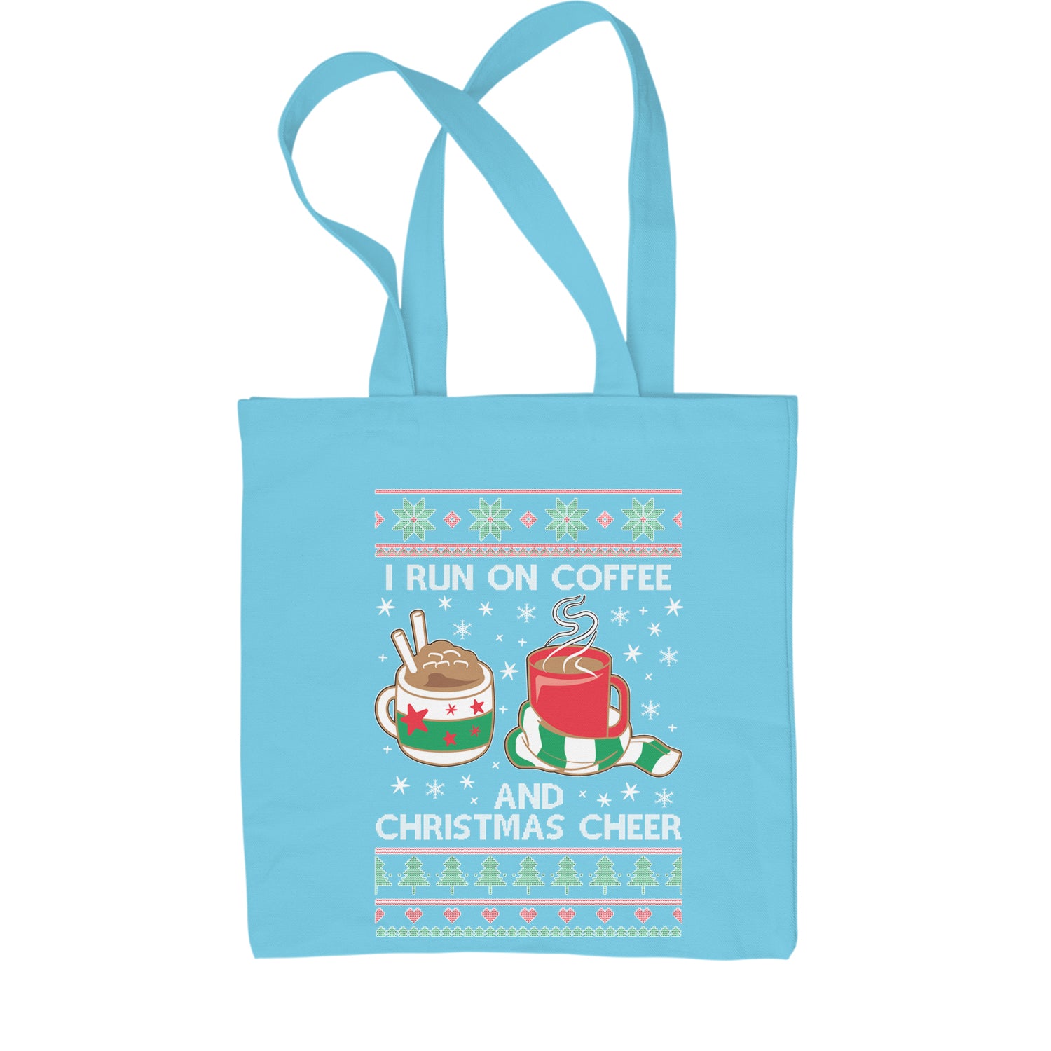 I Run On Coffee And Christmas Cheer Shopping Tote Bag christmas, sweater, sweatshirt, ugly by Expression Tees