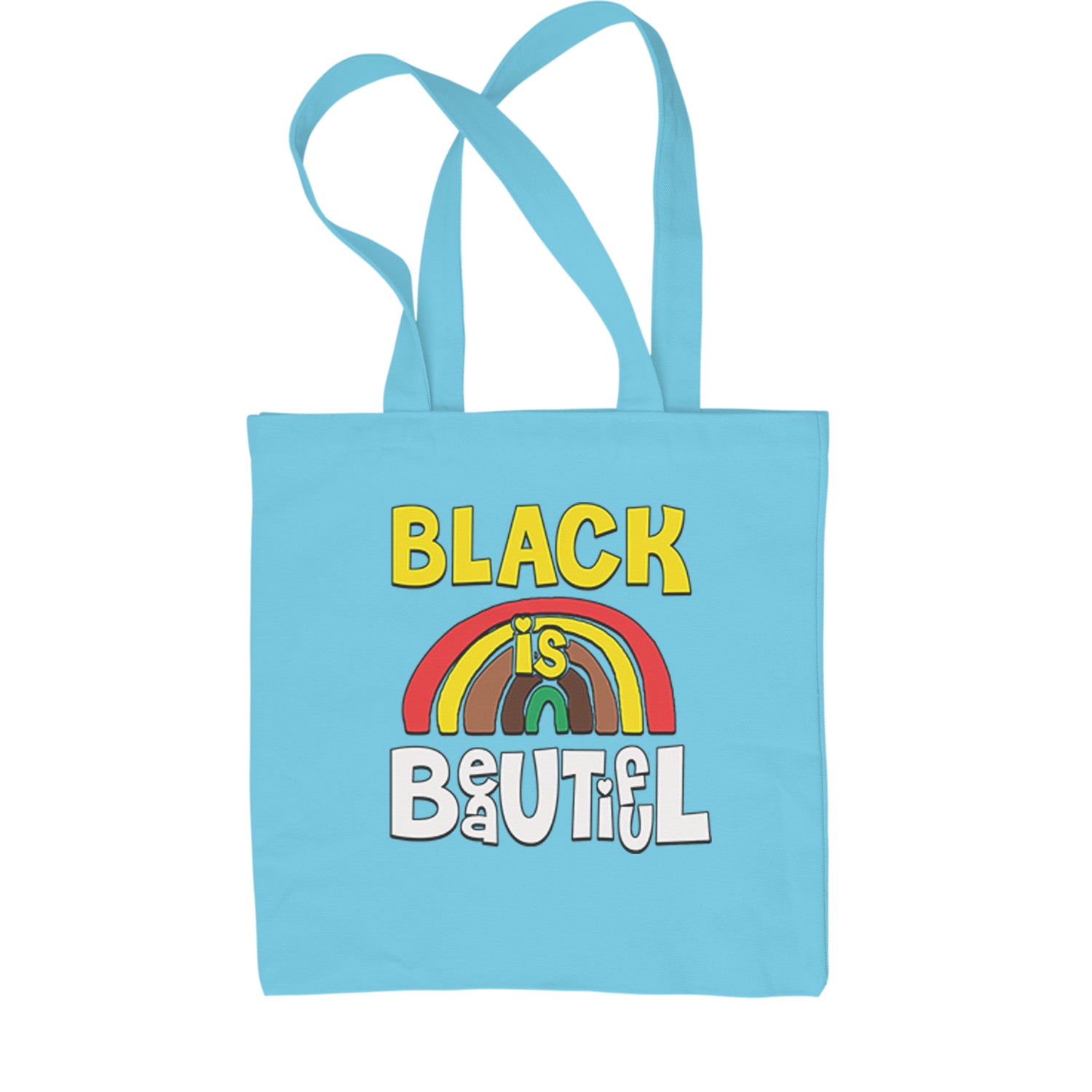 Black Is Beautiful Rainbow Shopping Tote Bag african, africanamerican, american, black, blackpride, blm, harriet, king, lives, luther, malcolm, march, martin, matter, parks, protest, rosa, tubman, x by Expression Tees