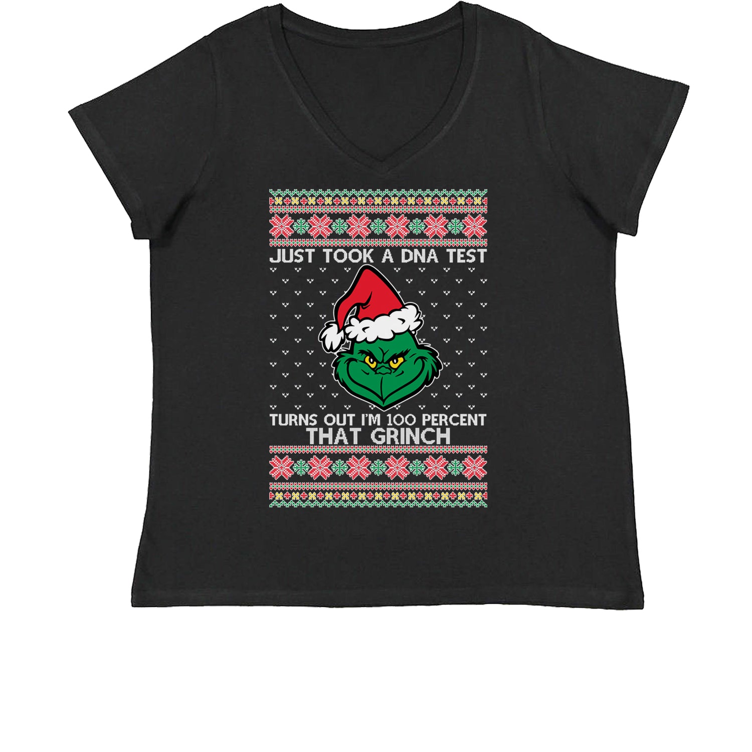 One Hundred Percent That Grinch Womens Plus Size V-Neck T-shirt christmas, grinch, sweater, sweatshirt, ugly, xmas by Expression Tees