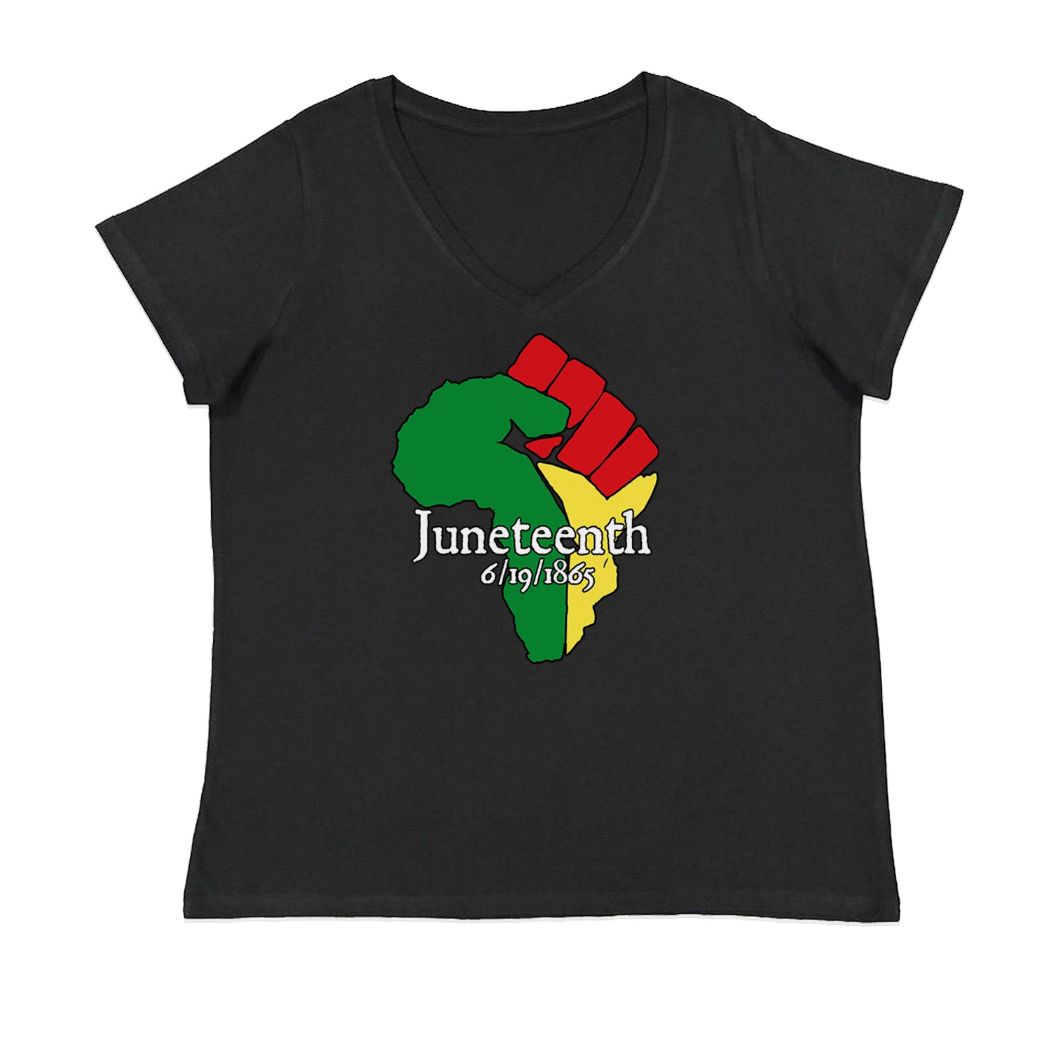 Juneteenth Raised Fist Africa Celebrate Emancipation Day Womens Plus Size V-Neck T-shirt