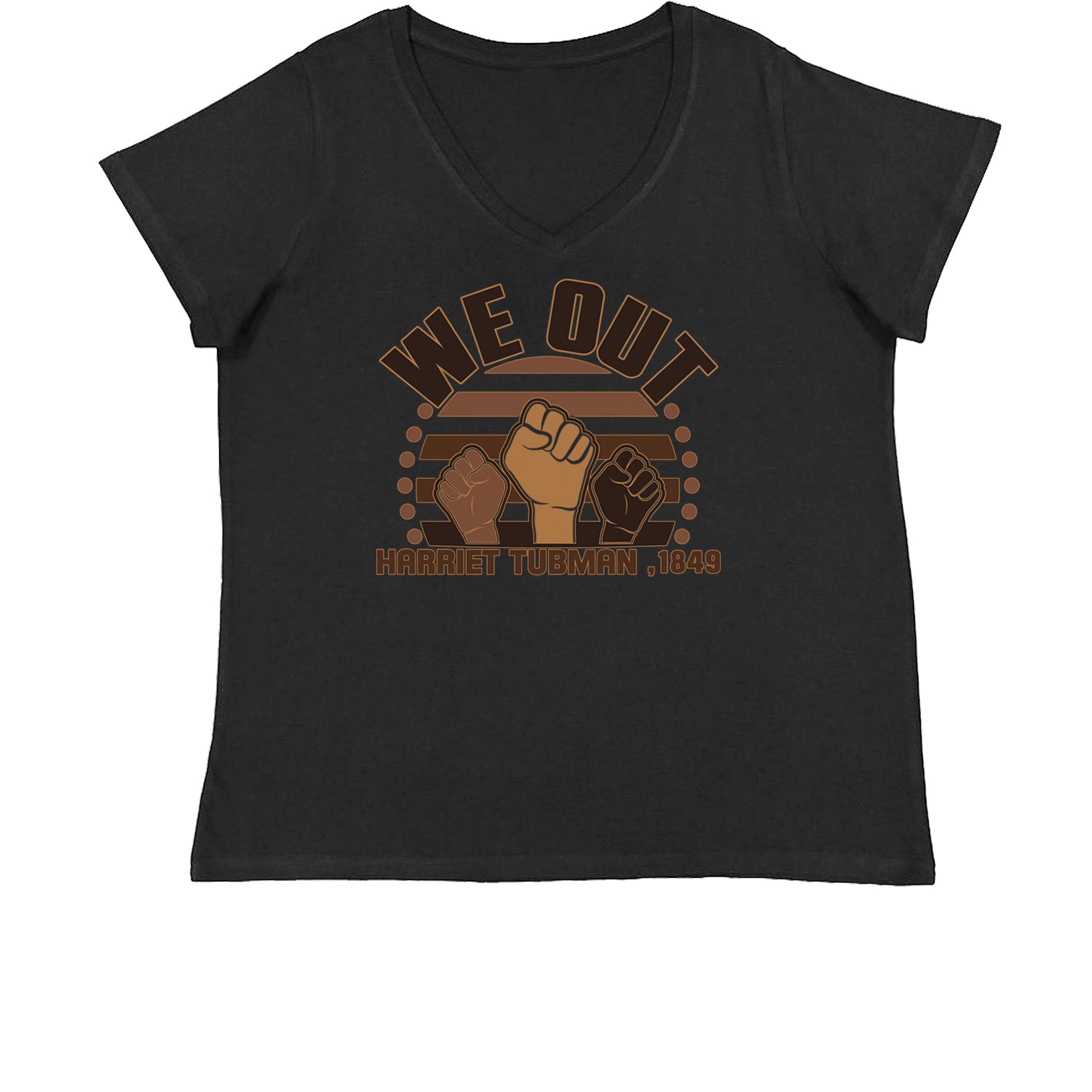 We Out Harriet Tubman Raised Fists BLM Womens Plus Size V-Neck T-shirt african, american, black, blm, harriet, harriett, lives, matter, out, shirt, tubman, we by Expression Tees