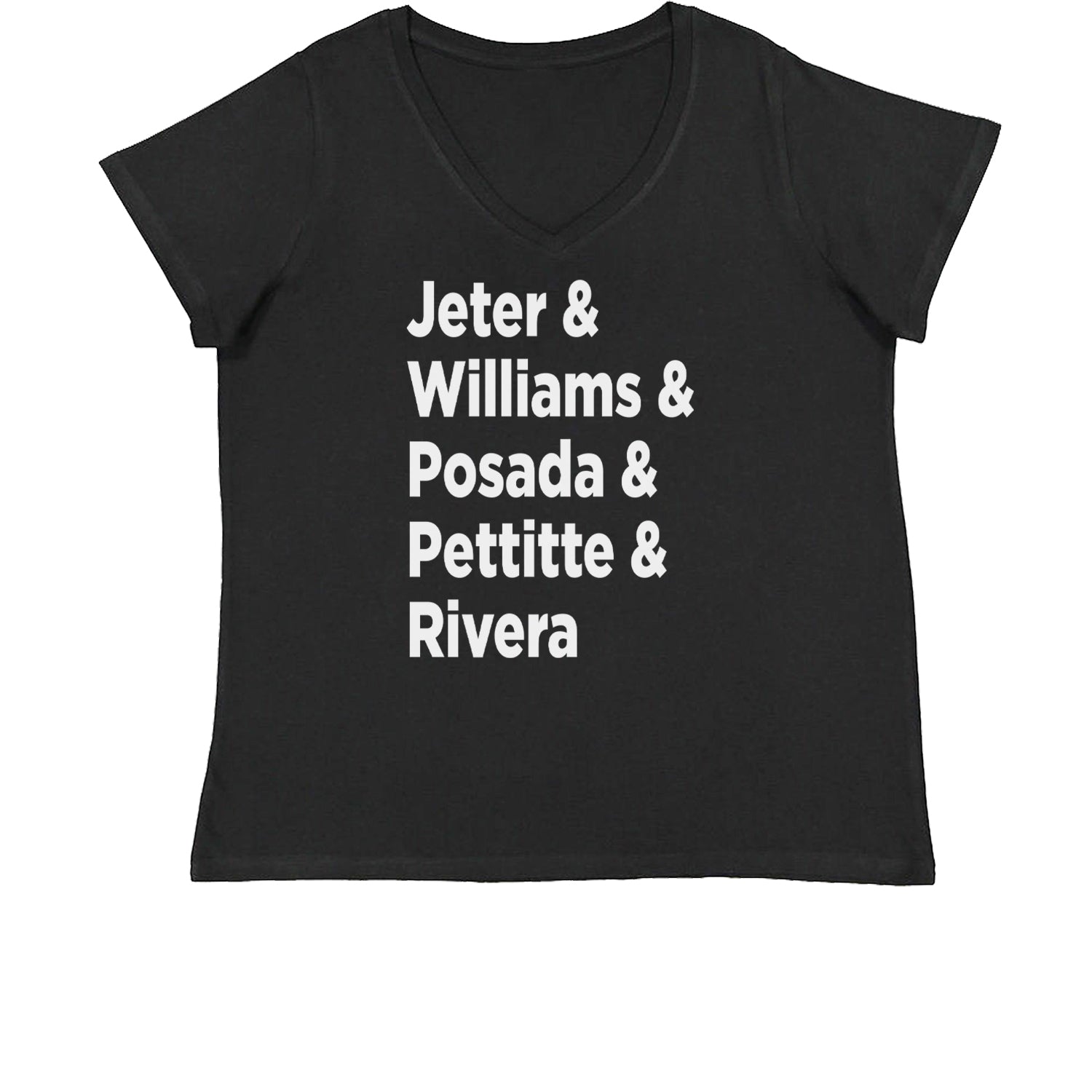 Jeter and Williams and Posada and Pettitte and Rivera Womens Plus Size V-Neck T-shirt baseball, comes, here, judge, the by Expression Tees