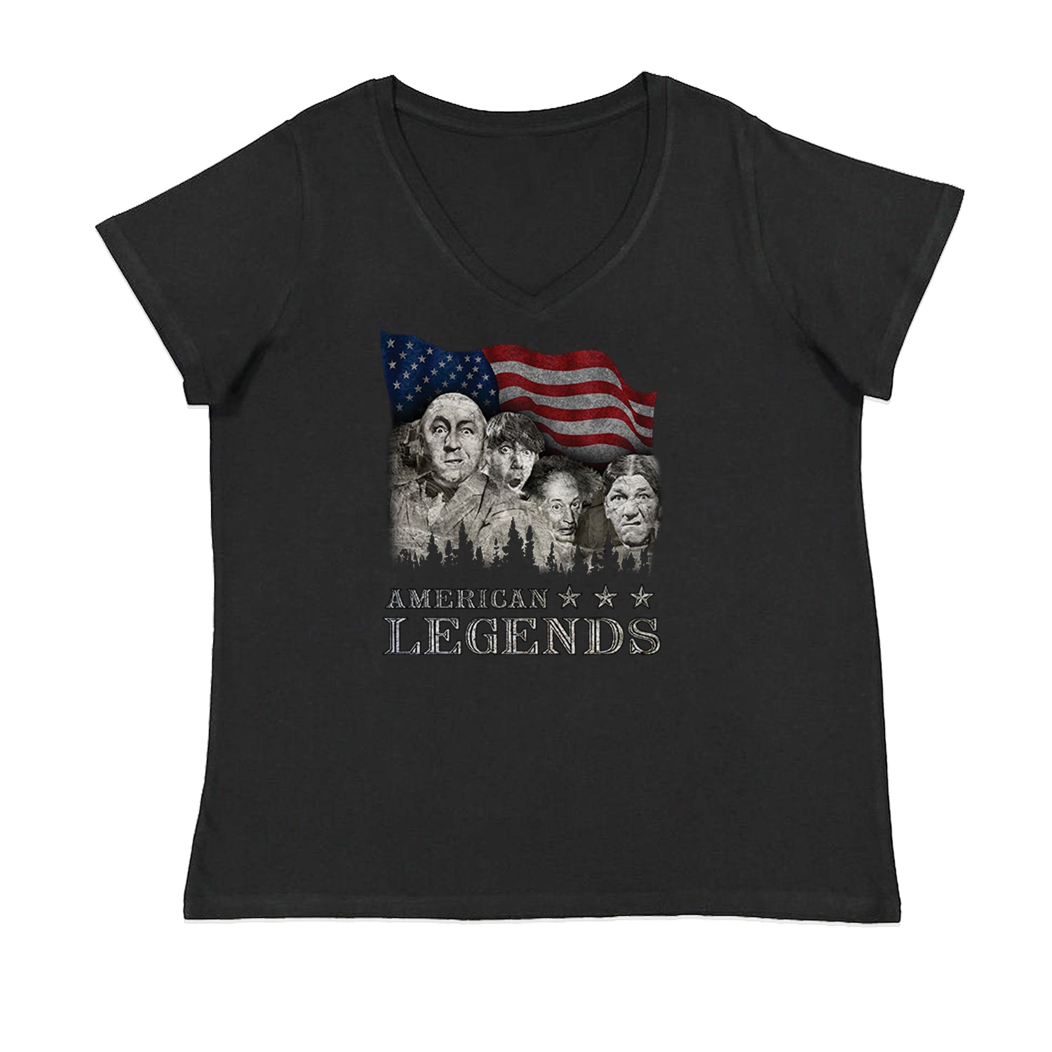 Mount RushMorons 3 Stooges Classic Retro TV Comedy Womens Plus Size V-Neck T-shirt