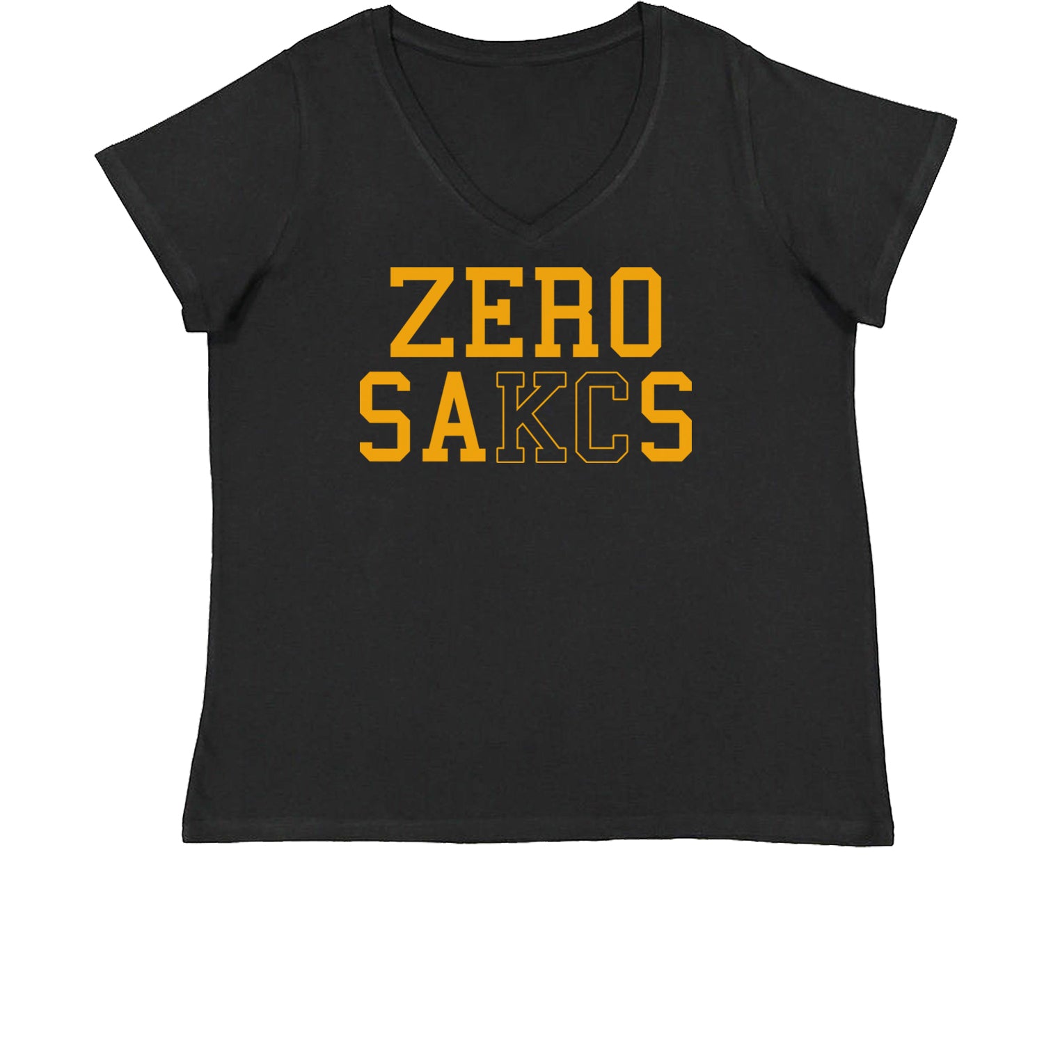 Zero Sacks Kansas City Womens Plus Size V-Neck T-shirt ball, brown, foot, football, kelc, orlando, patrick, sacks, sakcs by Expression Tees