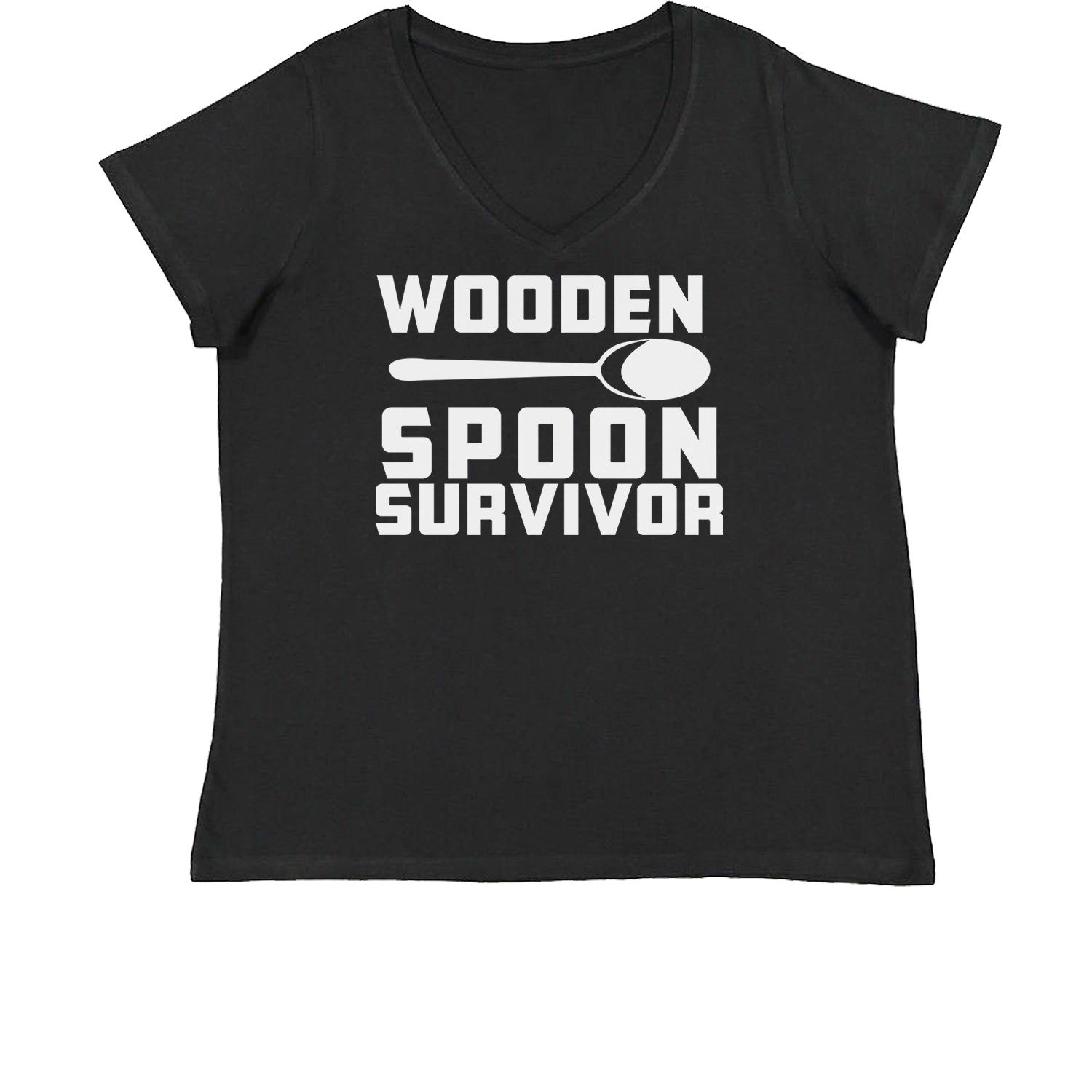 Wooden Spoon Survivor Womens Plus Size V-Neck T-shirt funny, shirt, spoon, survivor, wooden by Expression Tees
