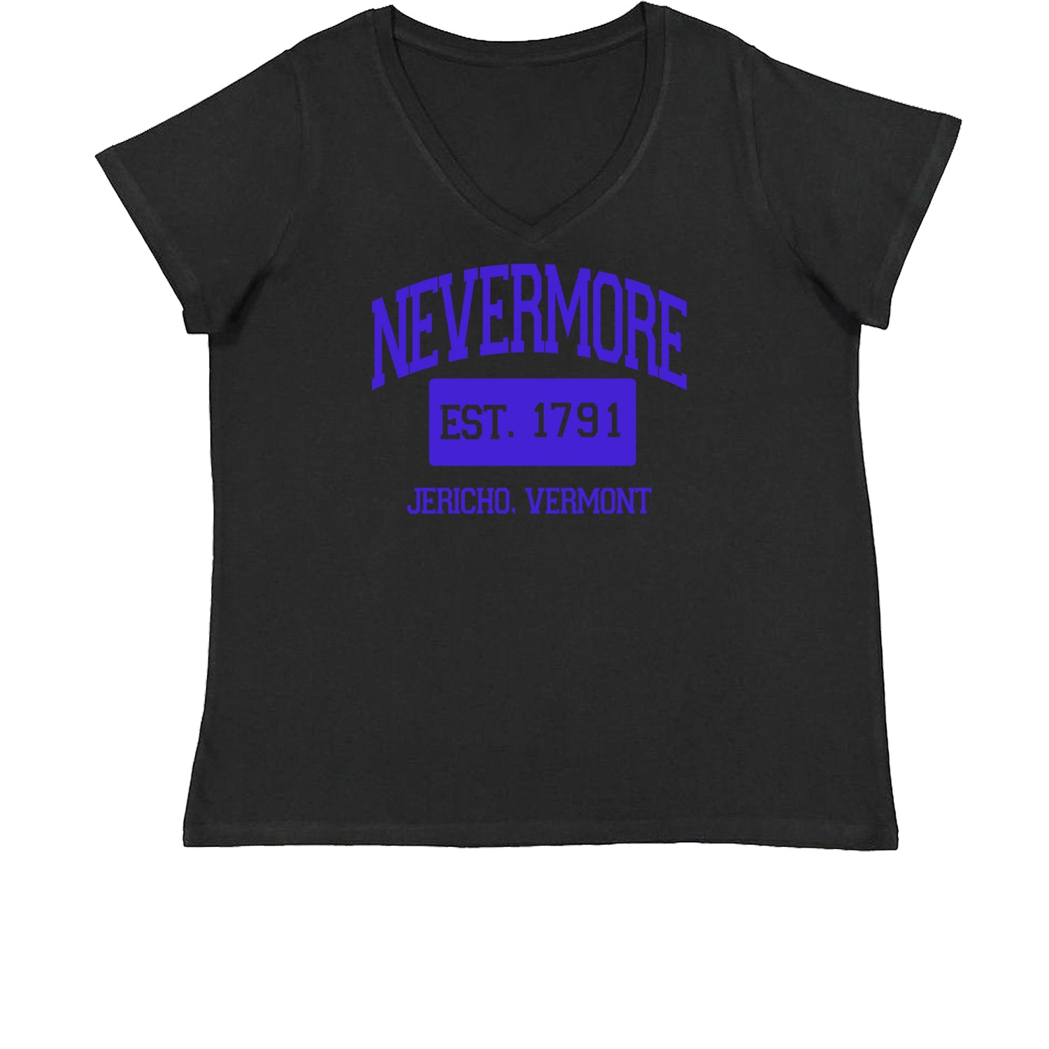 Nevermore Academy Wednesday Womens Plus Size V-Neck T-shirt addams, family, gomez, morticia, pugsly, ricci, Wednesday by Expression Tees