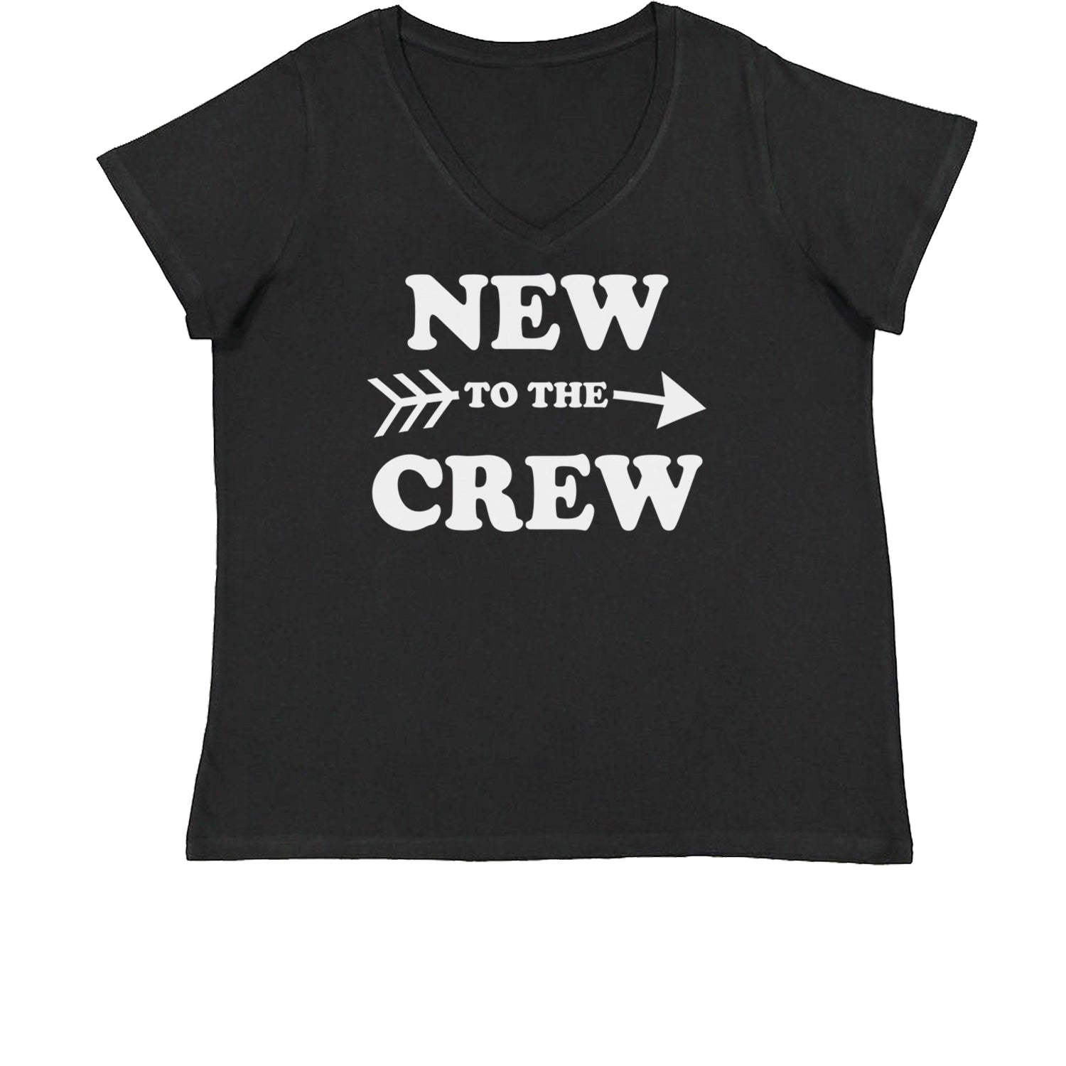 New To The Crew Womens Plus Size V-Neck T-shirt announcement, baby, cousin, gender, newborn, reveal, toddler by Expression Tees