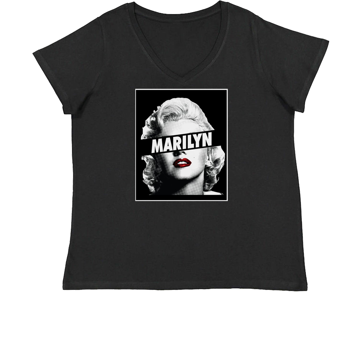 Marilyn Monroe Censored Womens Plus Size V-Neck T-shirt american, icon, marilyn, monroe by Expression Tees