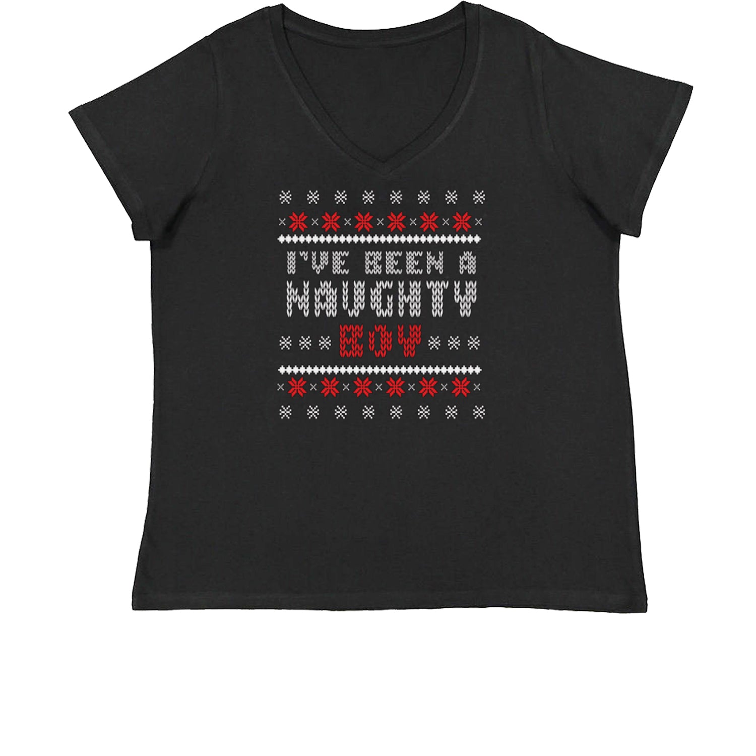 I've Been A Naughty Boy Ugly Christmas Womens Plus Size V-Neck T-shirt list, naughty, nice, santa, ugly, xmas by Expression Tees