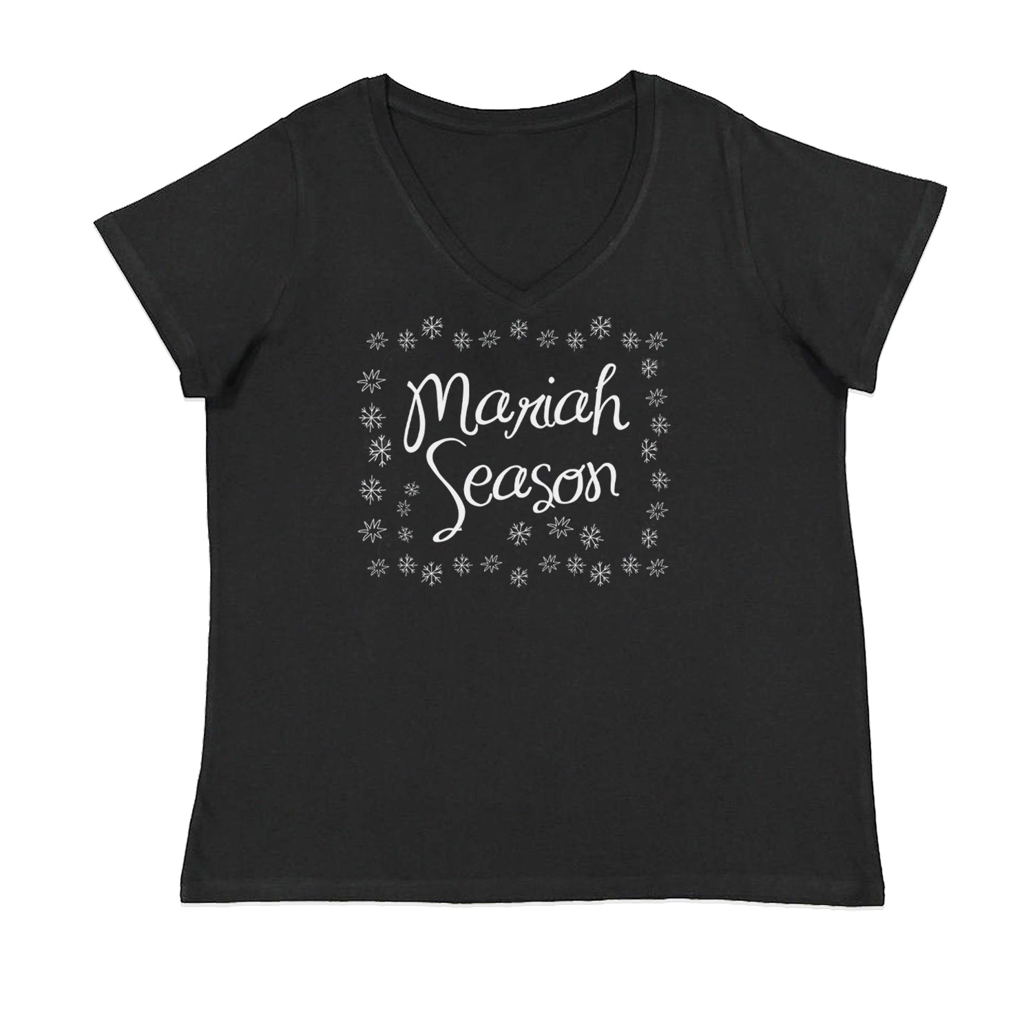 Mariah Season Christmas Holiday Womens Plus Size V-Neck T-shirt