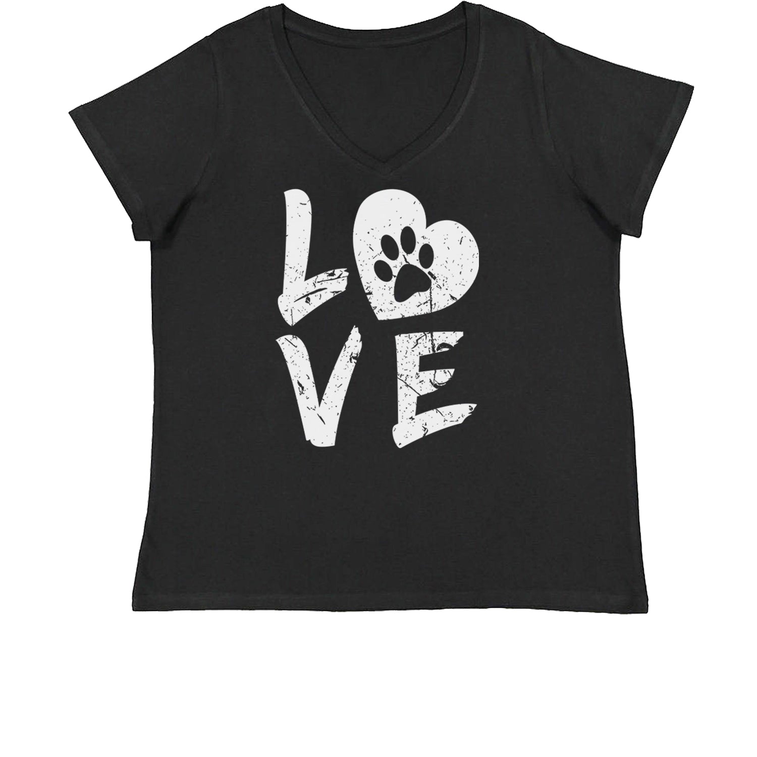 I Love My Dog Paw Print Womens Plus Size V-Neck T-shirt dog, doggie, heart, love, lover, paw, print, puppy by Expression Tees
