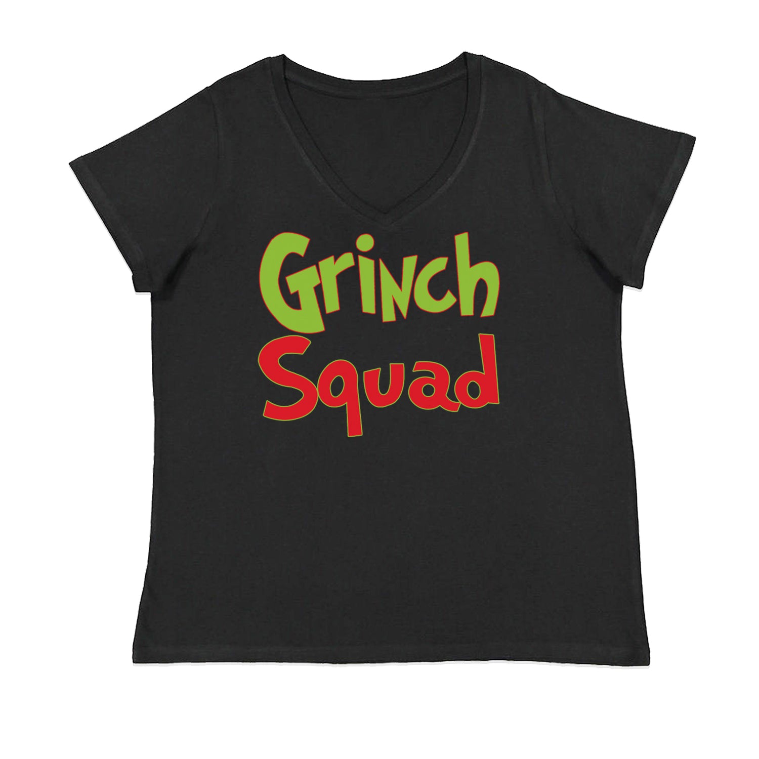 Gr-nch Squad Jolly Grinchmas Merry Christmas Womens Plus Size V-Neck T-shirt