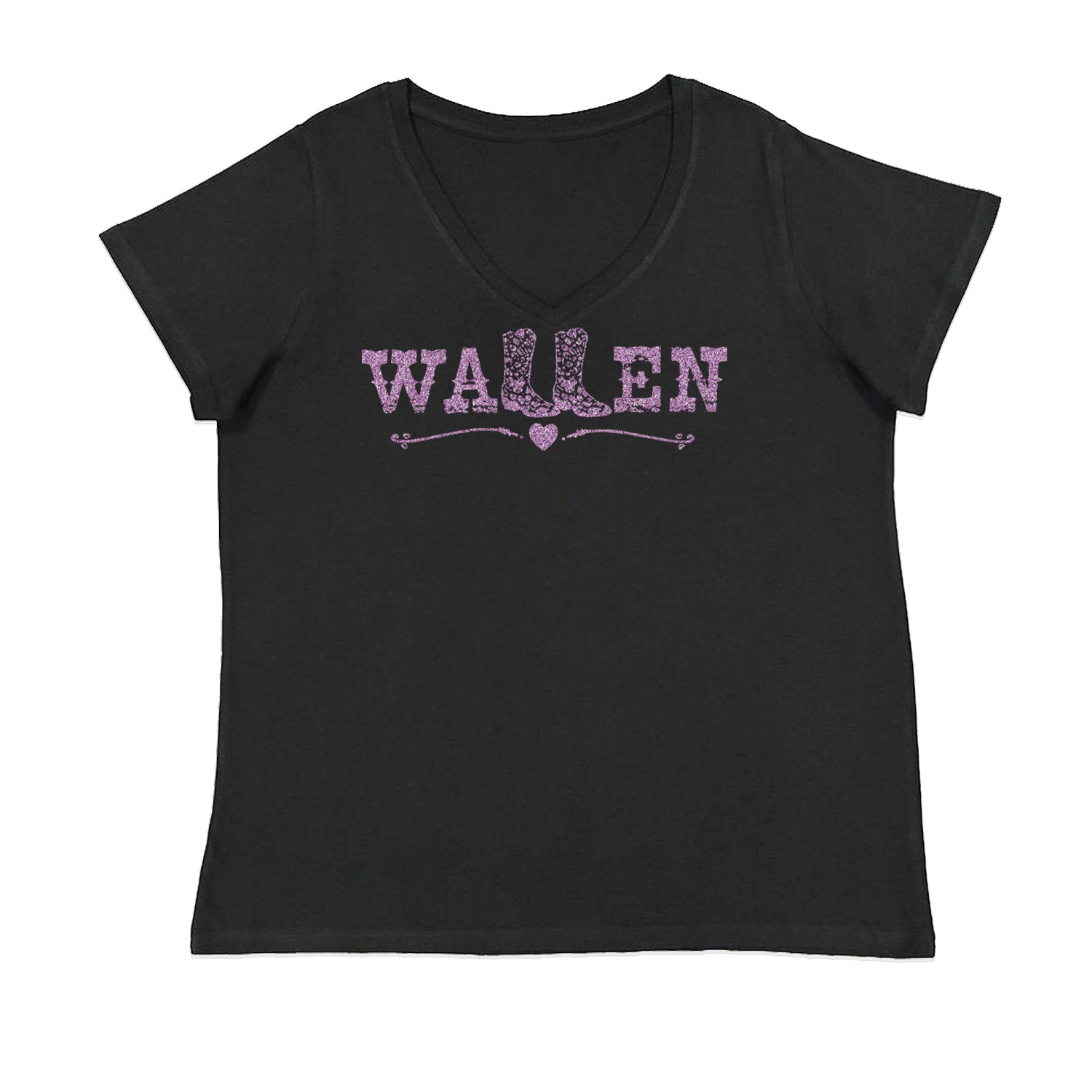 Glitter Wallen Cowgirl Boots Country Music Western Womens Plus Size V-Neck T-shirt