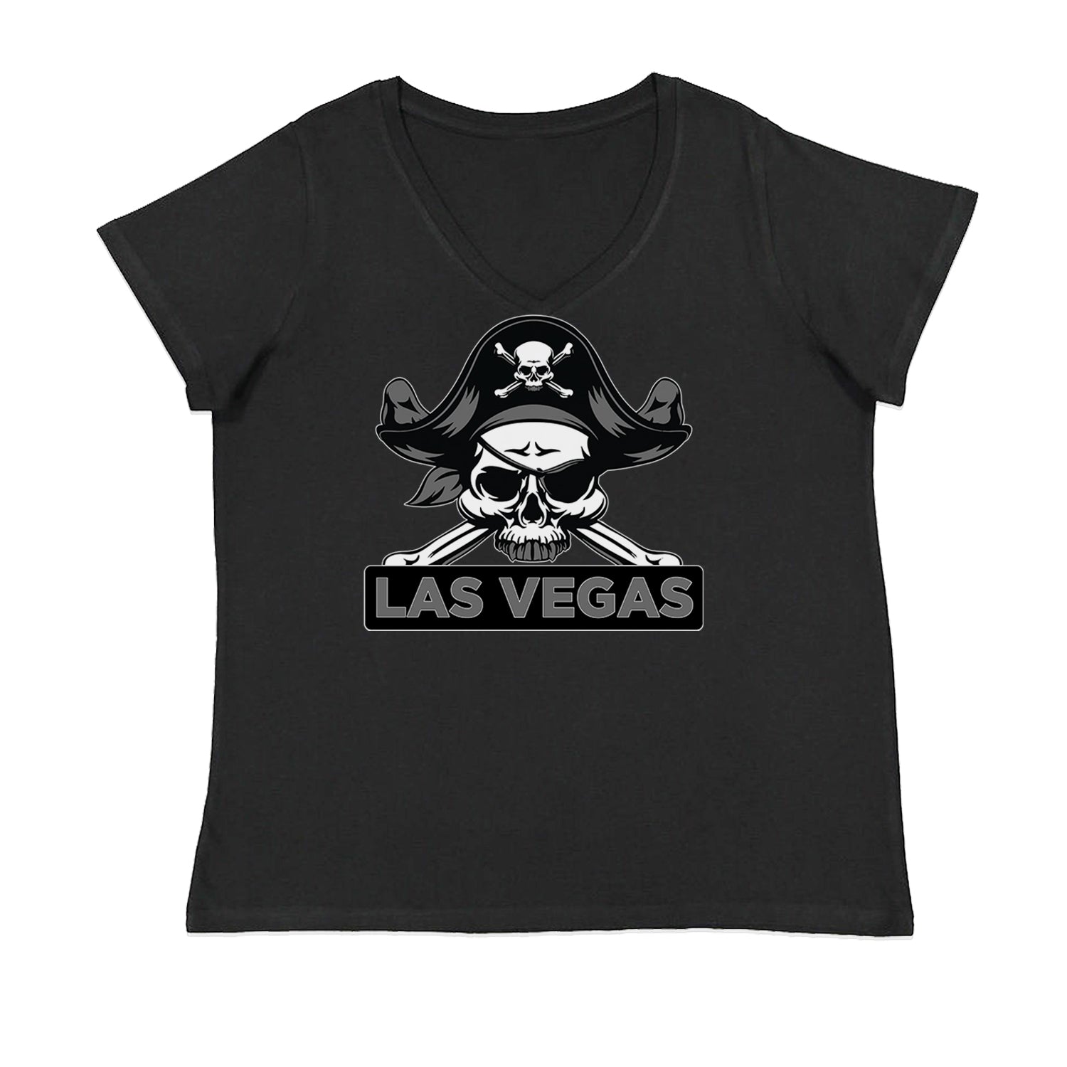 Raider Skull Straight Outta Las Vegas Womens Plus Size V-Neck T-shirt