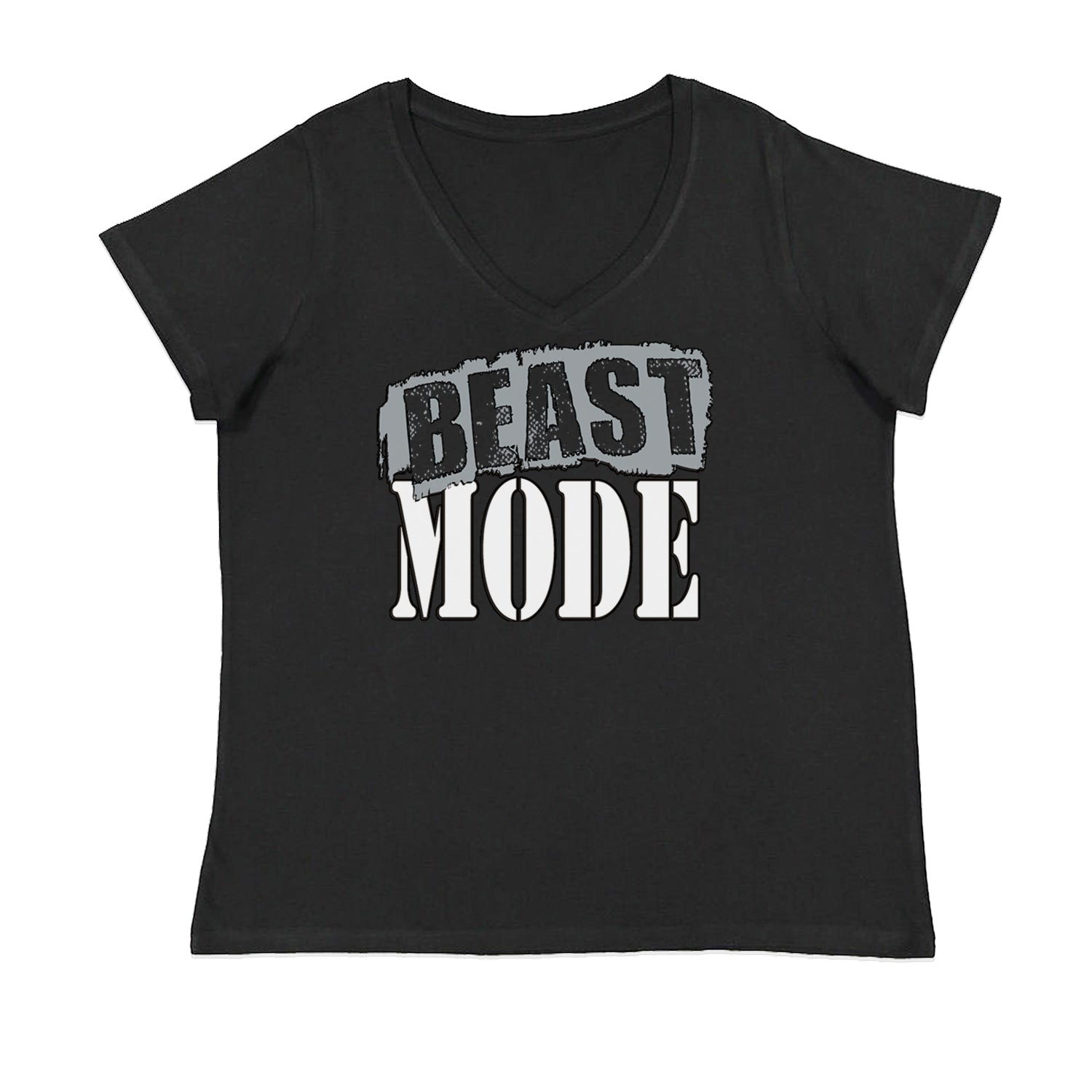 Beast Mode Training Gym Workout Womens Plus Size V-Neck T-shirt