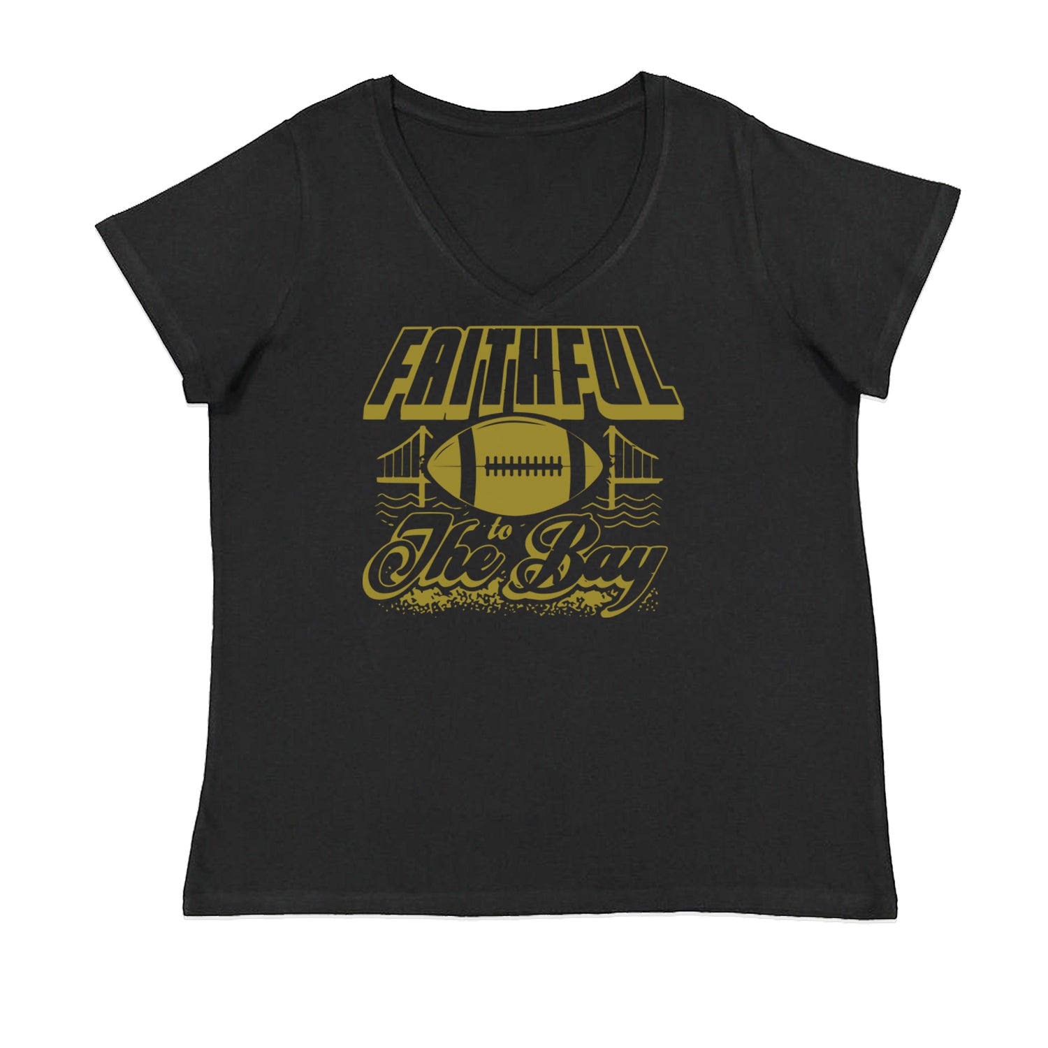 Faithful To The San Francisco Bay Womens Plus Size V-Neck T-shirt