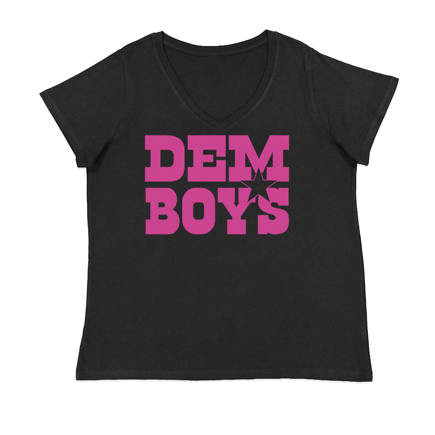Dem Boys Hot Pink Dallas  Womens Plus Size V-Neck T-shirt
