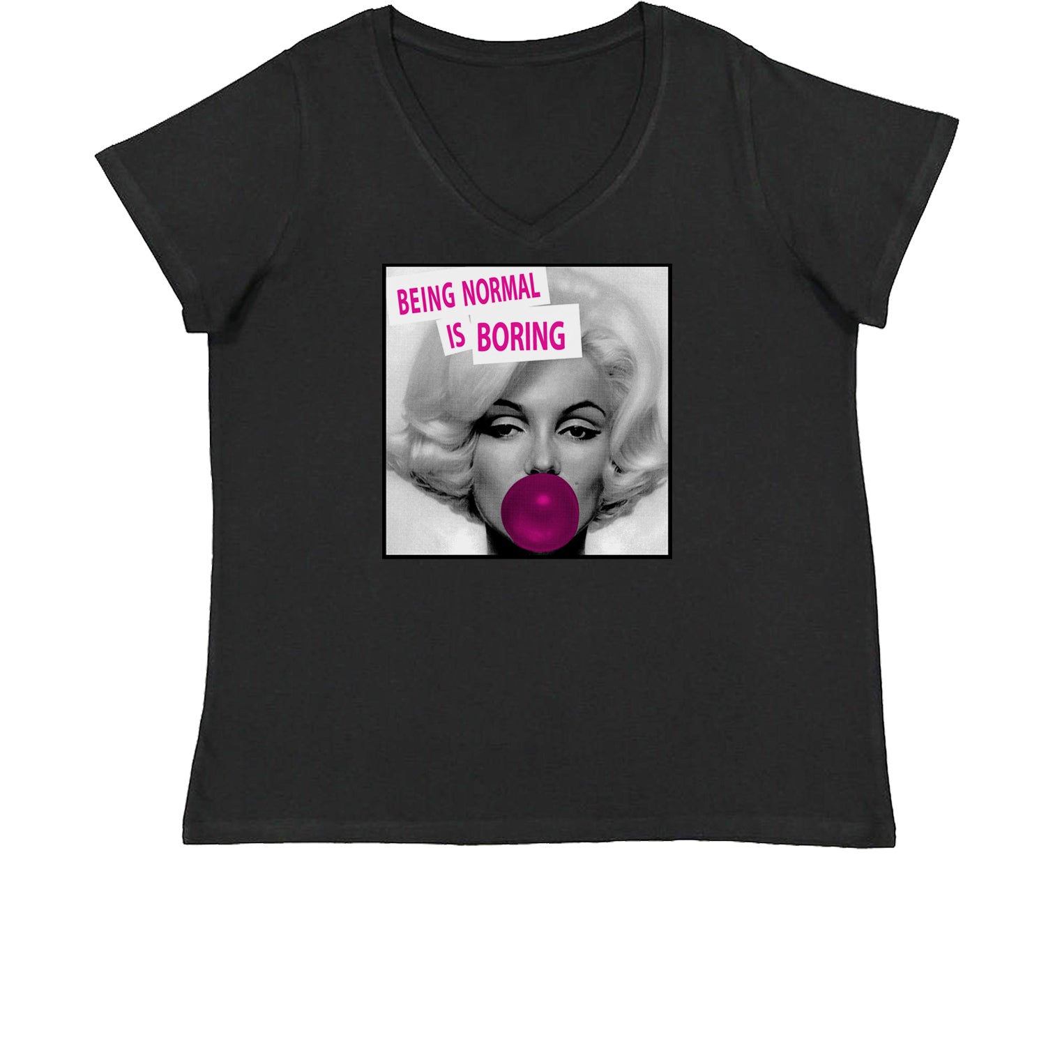 Marilyn Monroe Being Normal Is Boring Womens Plus Size V-Neck T-shirt art, iconic, marilyn, monroe, pop by Expression Tees