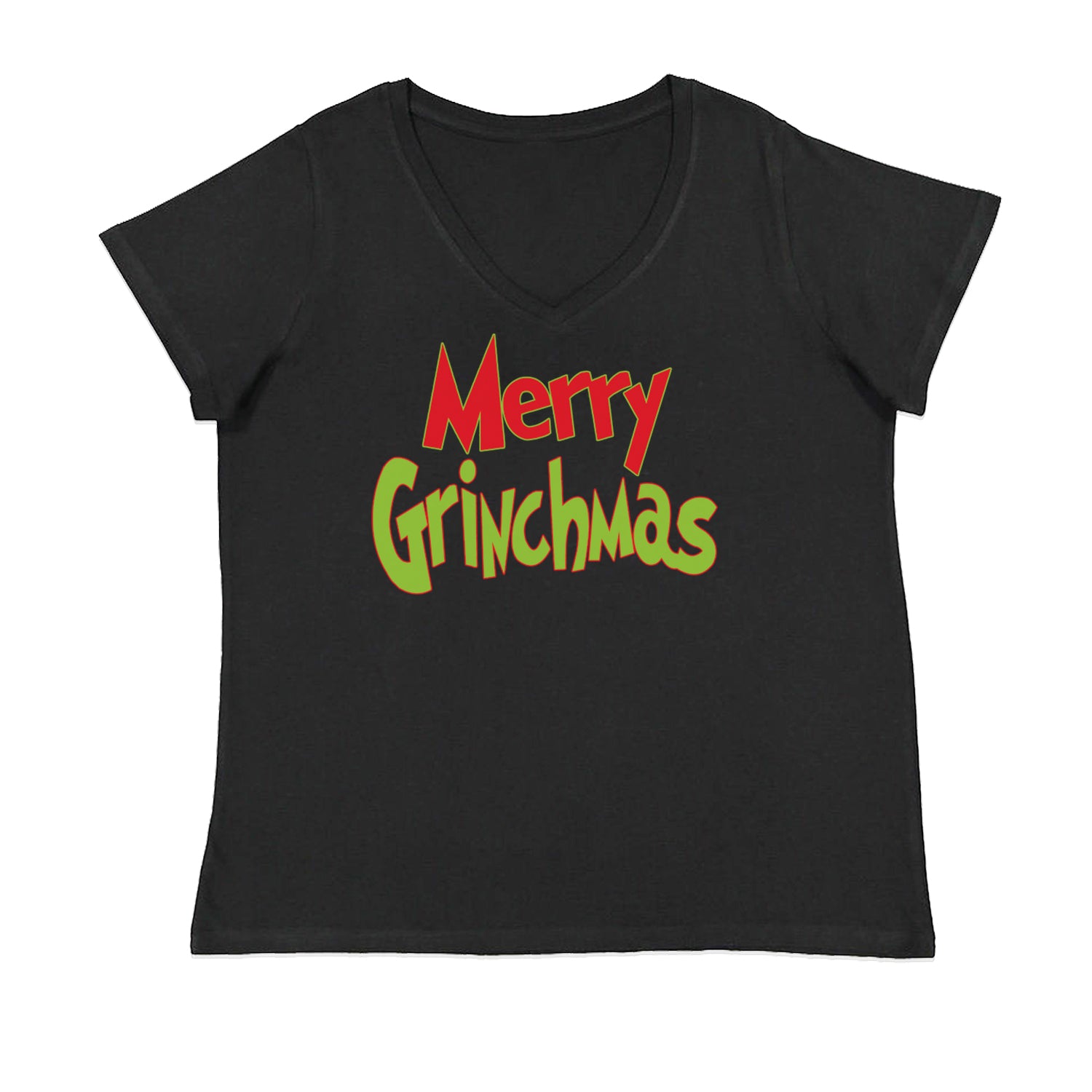 Merry Grinchmas Jolly Merry Christmas Womens Plus Size V-Neck T-shirt