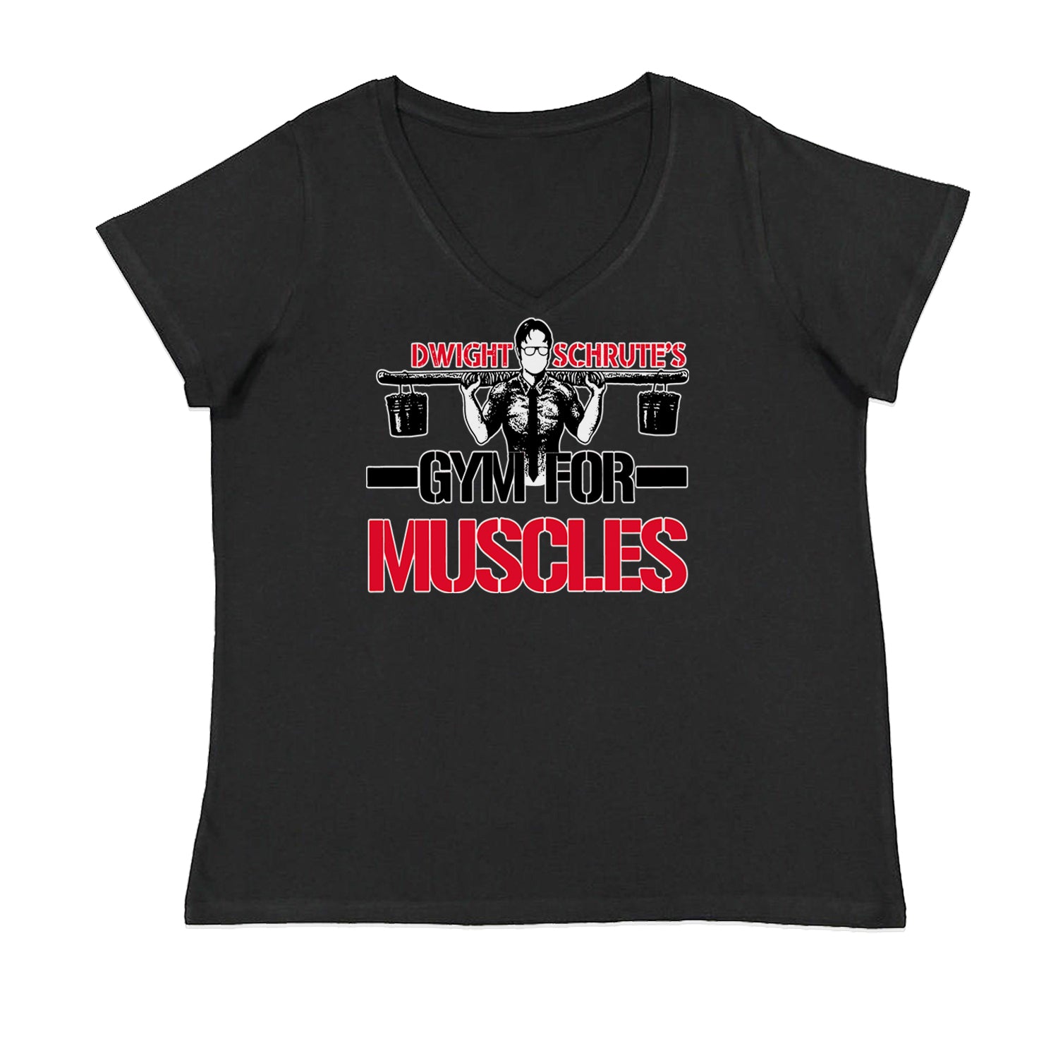 Dwight Schrute Gym For Muscles Office Workout Womens Plus Size V-Neck T-shirt