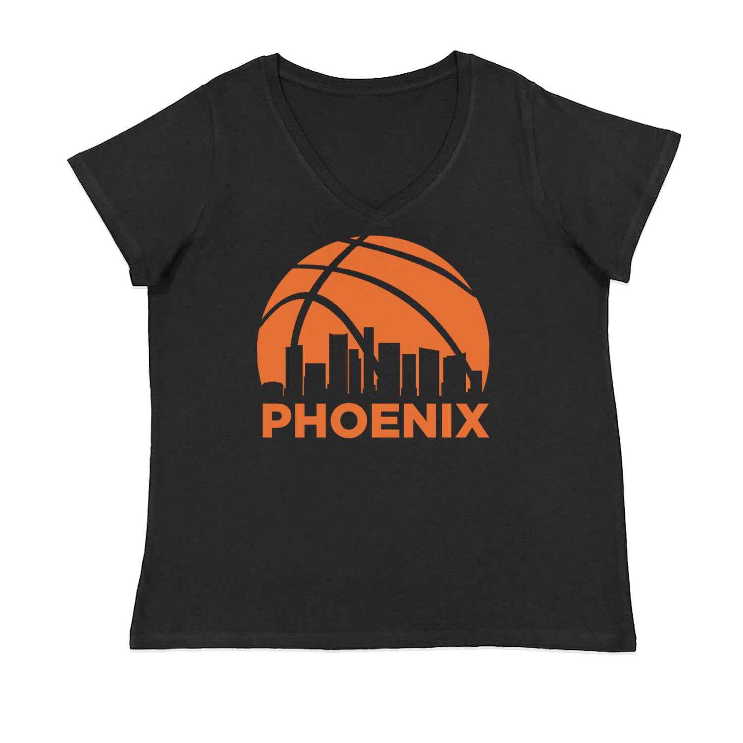 Phoenix Basketball Sunset City Skyline Womens Plus Size V-Neck T-shirt