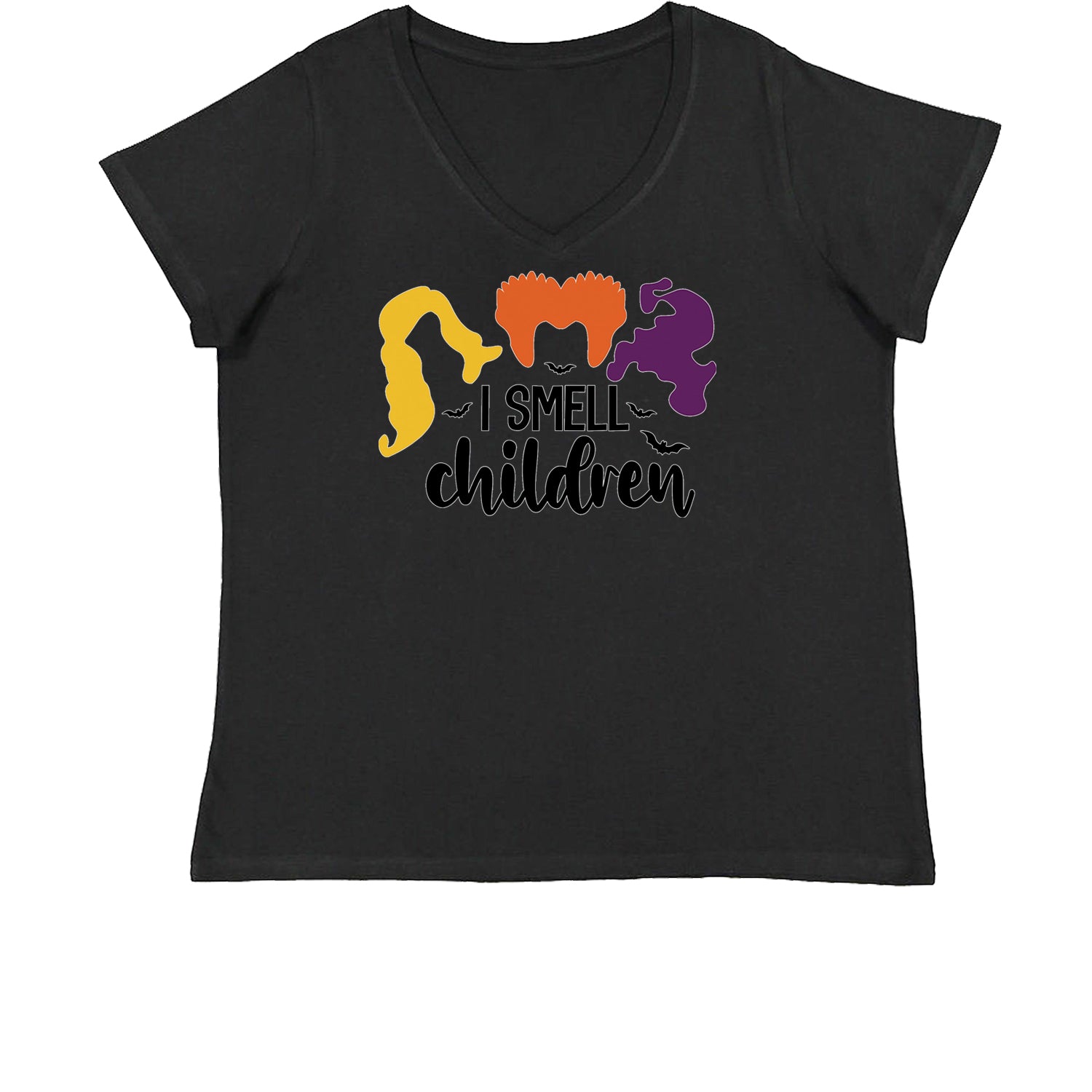 I Smell Children Hocus Pocus Womens Plus Size V-Neck T-shirt descendants, enchanted, eve, hallows, hocus, or, pocus, sanderson, sisters, treat, trick, witches by Expression Tees