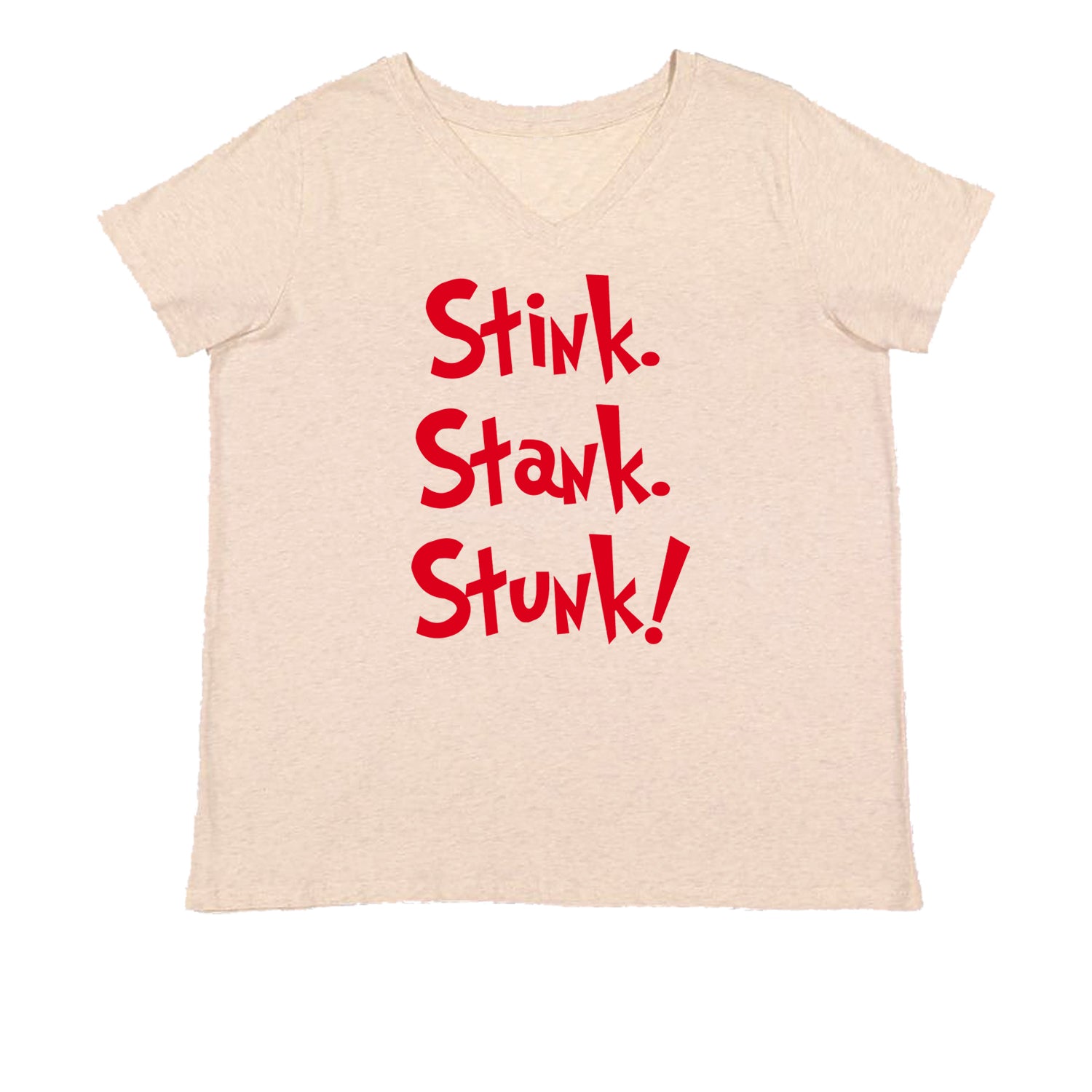 Stink Stank Stunk Grinch Womens Plus Size V-Neck T-shirt christmas, holiday, sweater, ugly, xmas by Expression Tees
