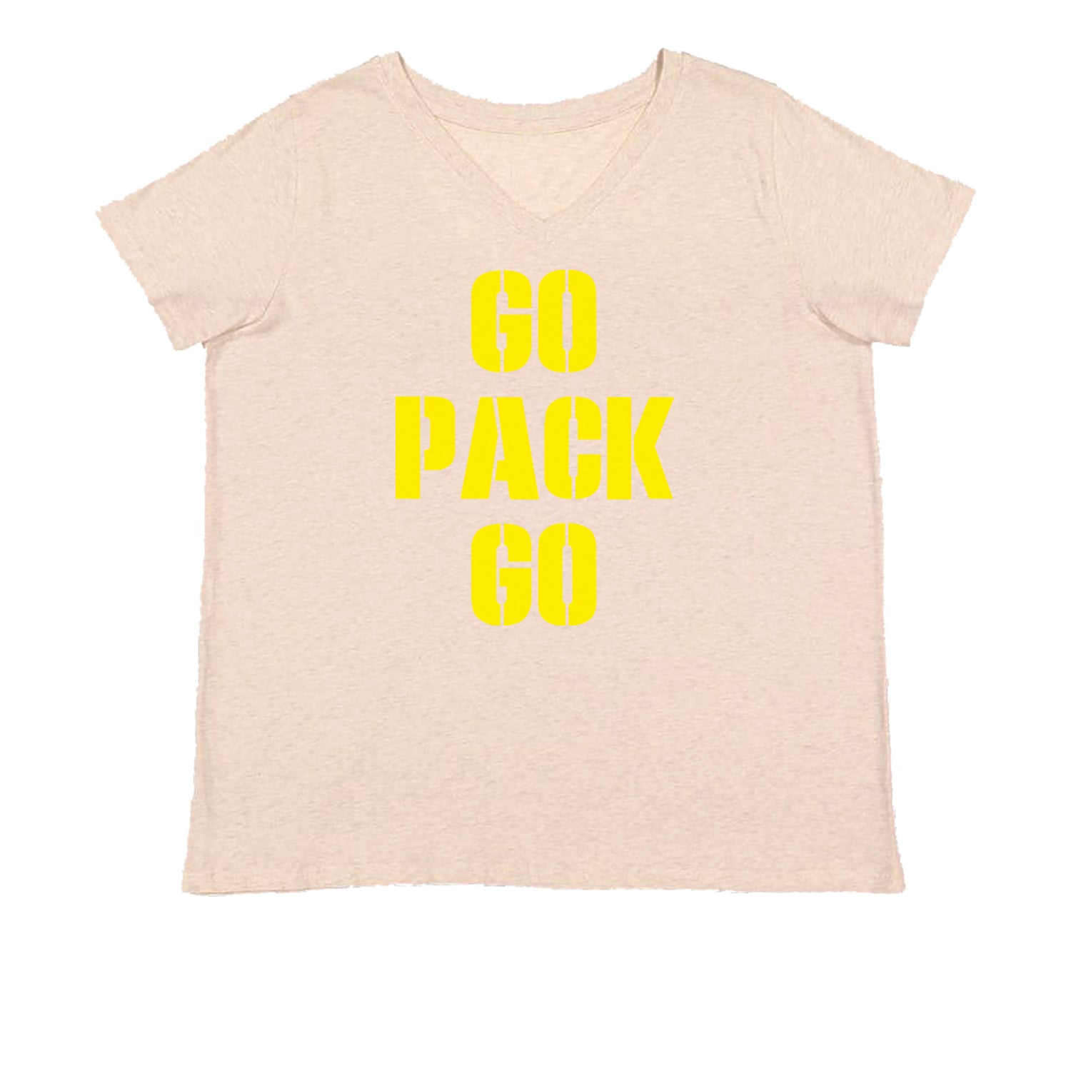 Go Pack Go Green Bay Womens Plus Size V-Neck T-shirt football, greenbay, packer by Expression Tees