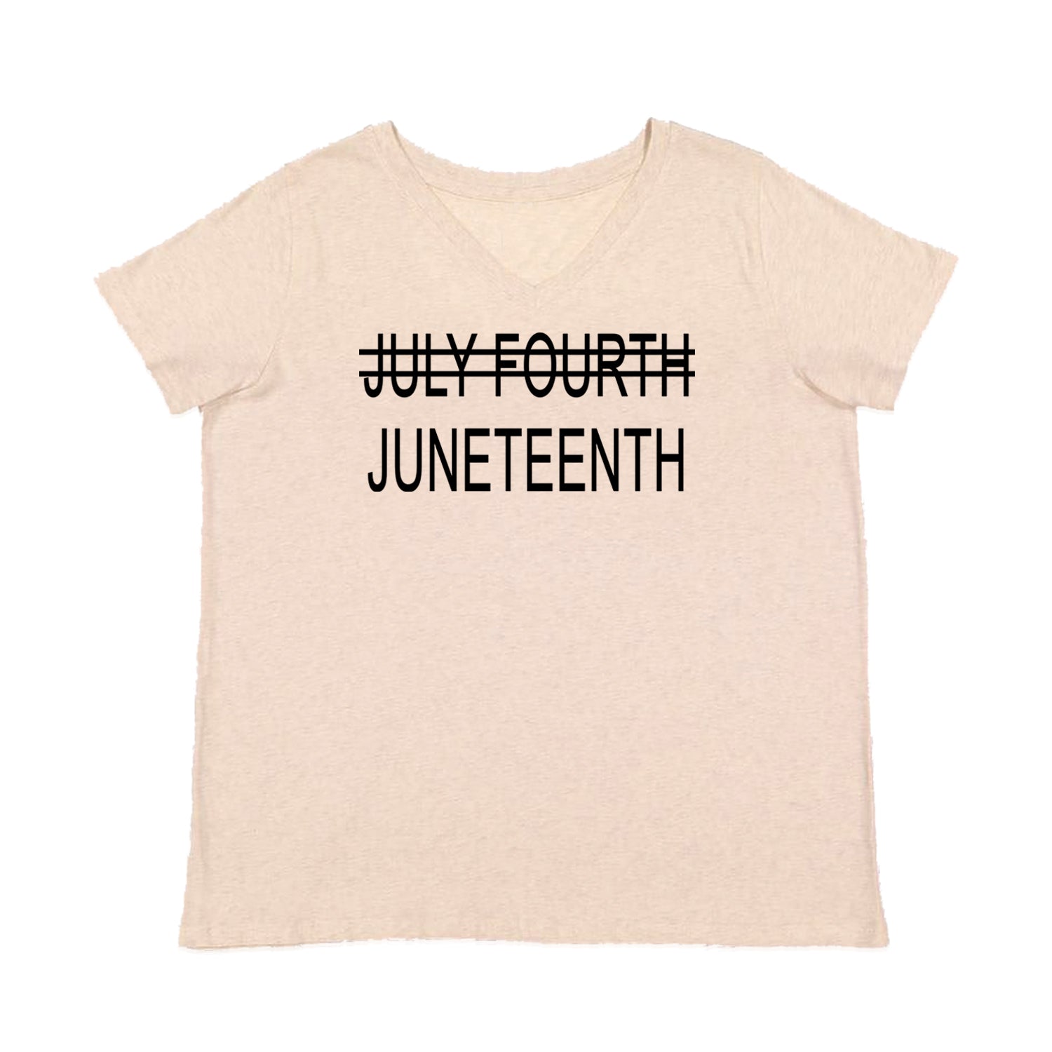Juneteenth (July Fourth Crossed Out) Jubilee Womens Plus Size V-Neck T-shirt