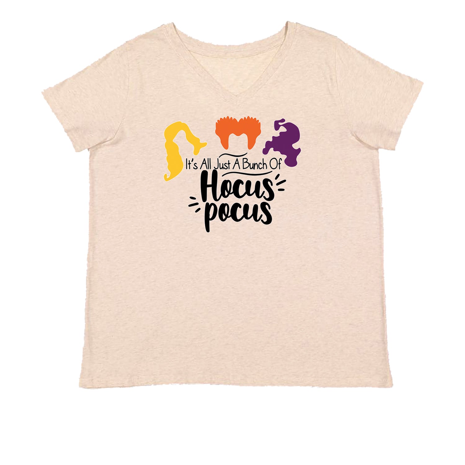 It's Just A Bunch Of Hocus Pocus Womens Plus Size V-Neck T-shirt descendants, enchanted, eve, hallows, hocus, or, pocus, sanderson, sisters, treat, trick, witches by Expression Tees