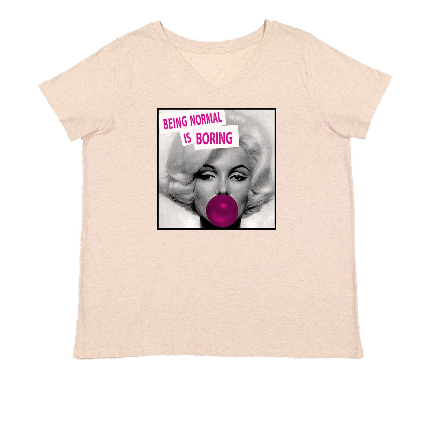 Marilyn Monroe Being Normal Is Boring Womens Plus Size V-Neck T-shirt art, iconic, marilyn, monroe, pop by Expression Tees