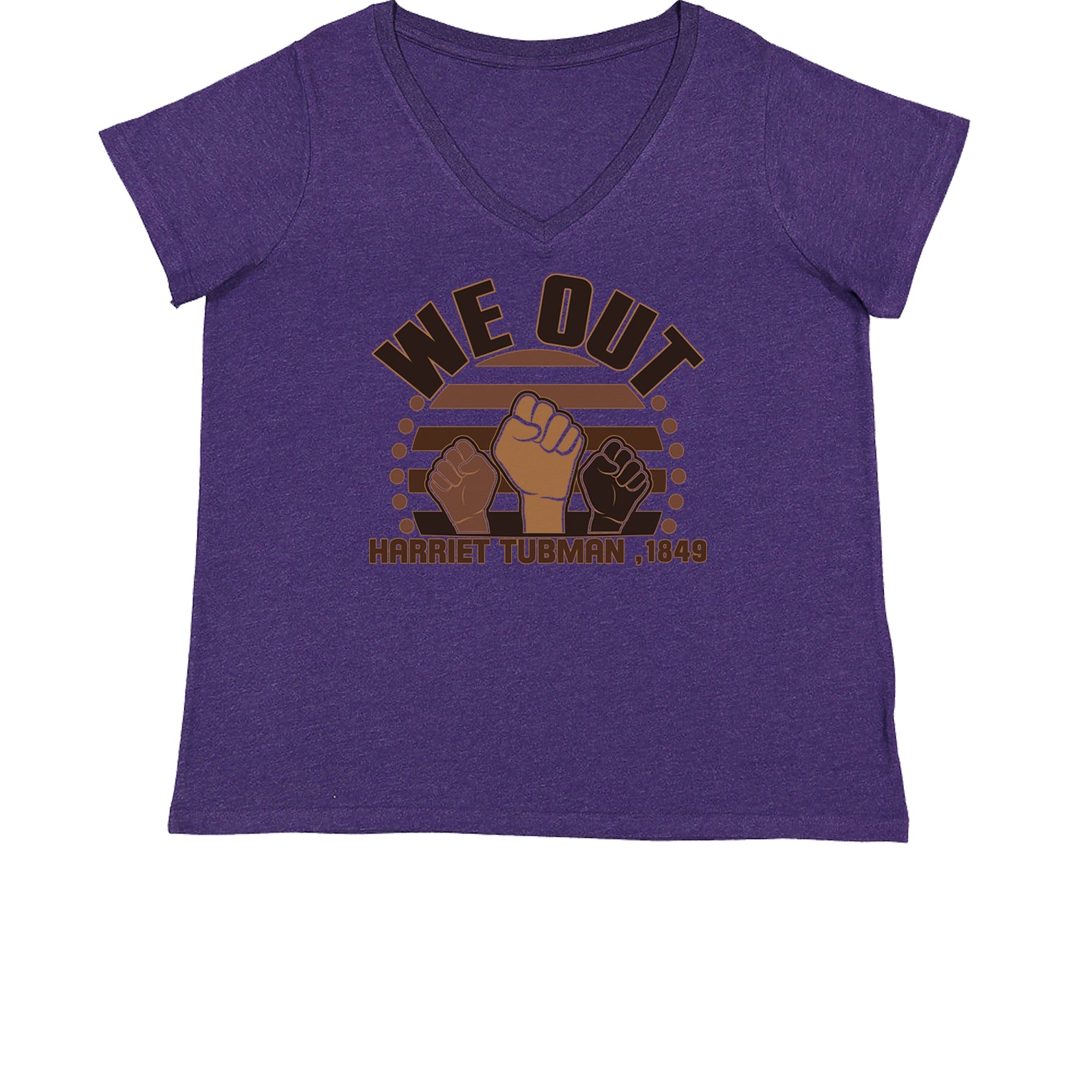 We Out Harriet Tubman Raised Fists BLM Womens Plus Size V-Neck T-shirt african, american, black, blm, harriet, harriett, lives, matter, out, shirt, tubman, we by Expression Tees