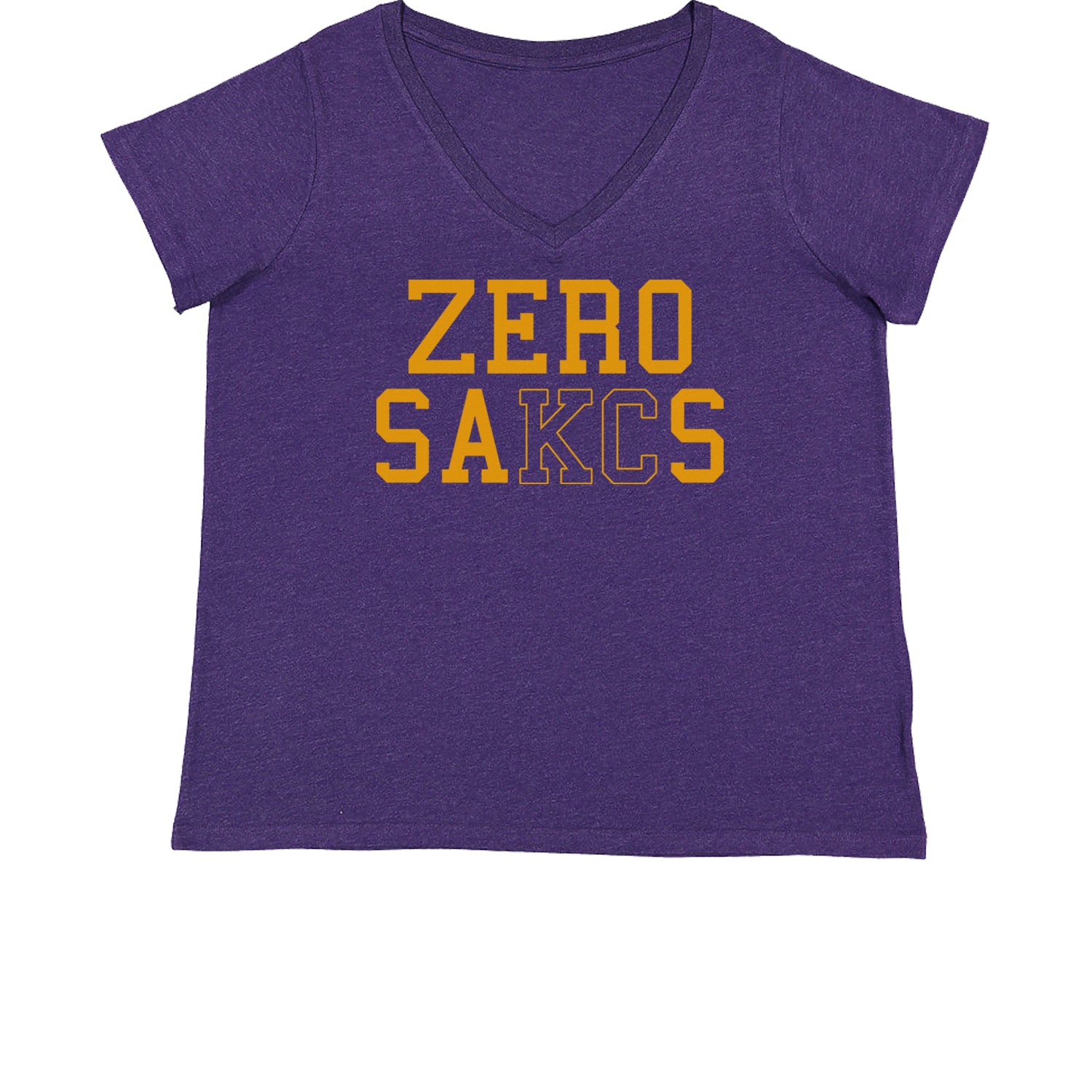 Zero Sacks Kansas City Womens Plus Size V-Neck T-shirt ball, brown, foot, football, kelc, orlando, patrick, sacks, sakcs by Expression Tees