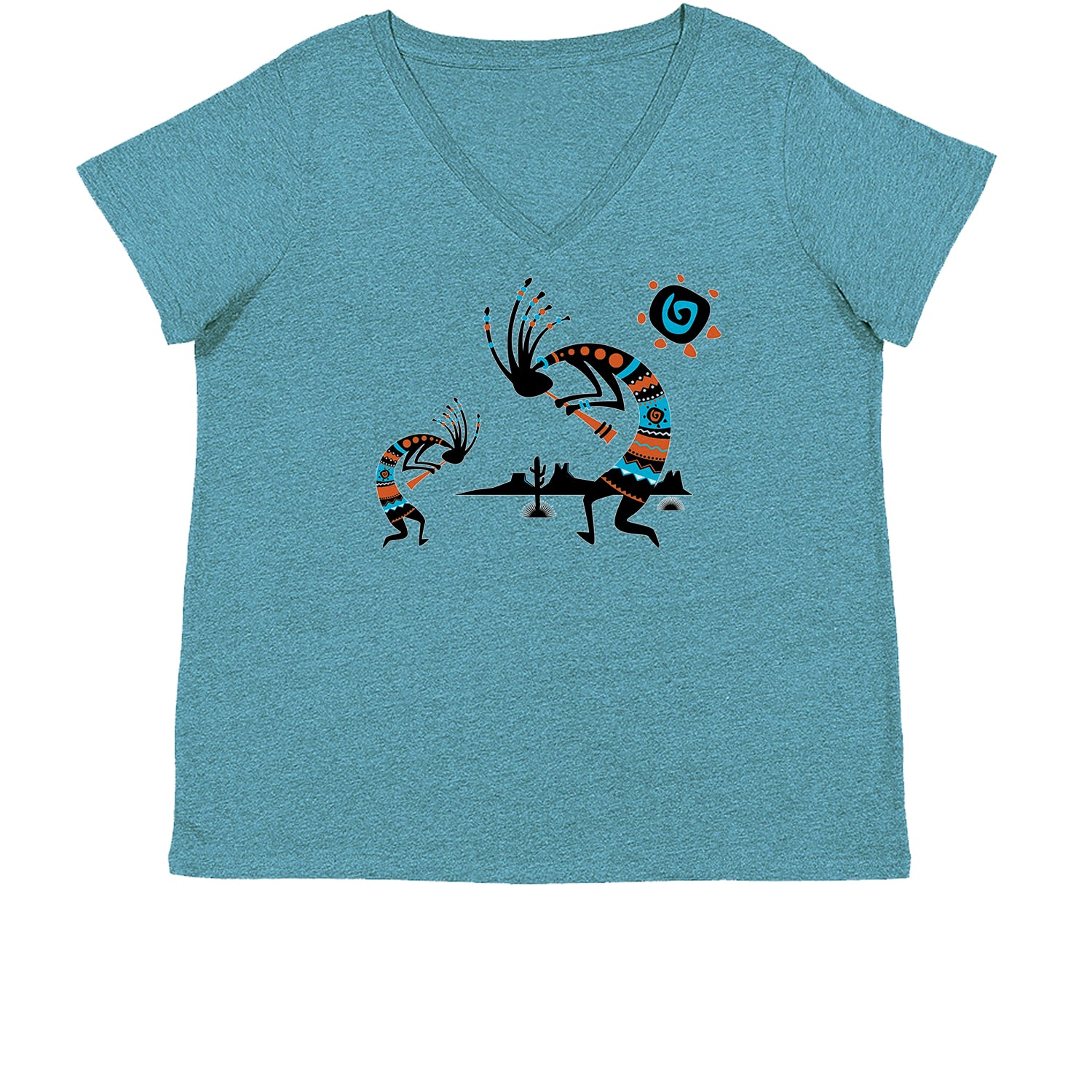 Native American Kokopelli Southwest Womens Plus Size V-Neck T-shirt american, hopi, indian, native, navajo by Expression Tees