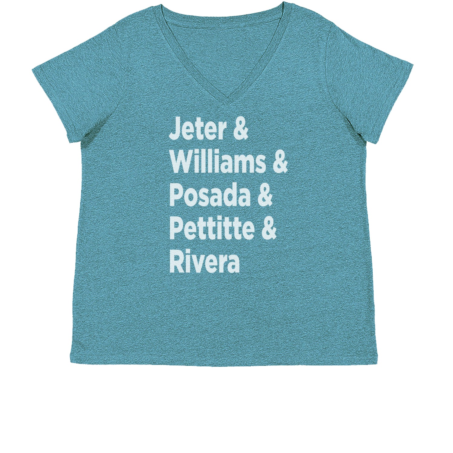 Jeter and Williams and Posada and Pettitte and Rivera Womens Plus Size V-Neck T-shirt baseball, comes, here, judge, the by Expression Tees