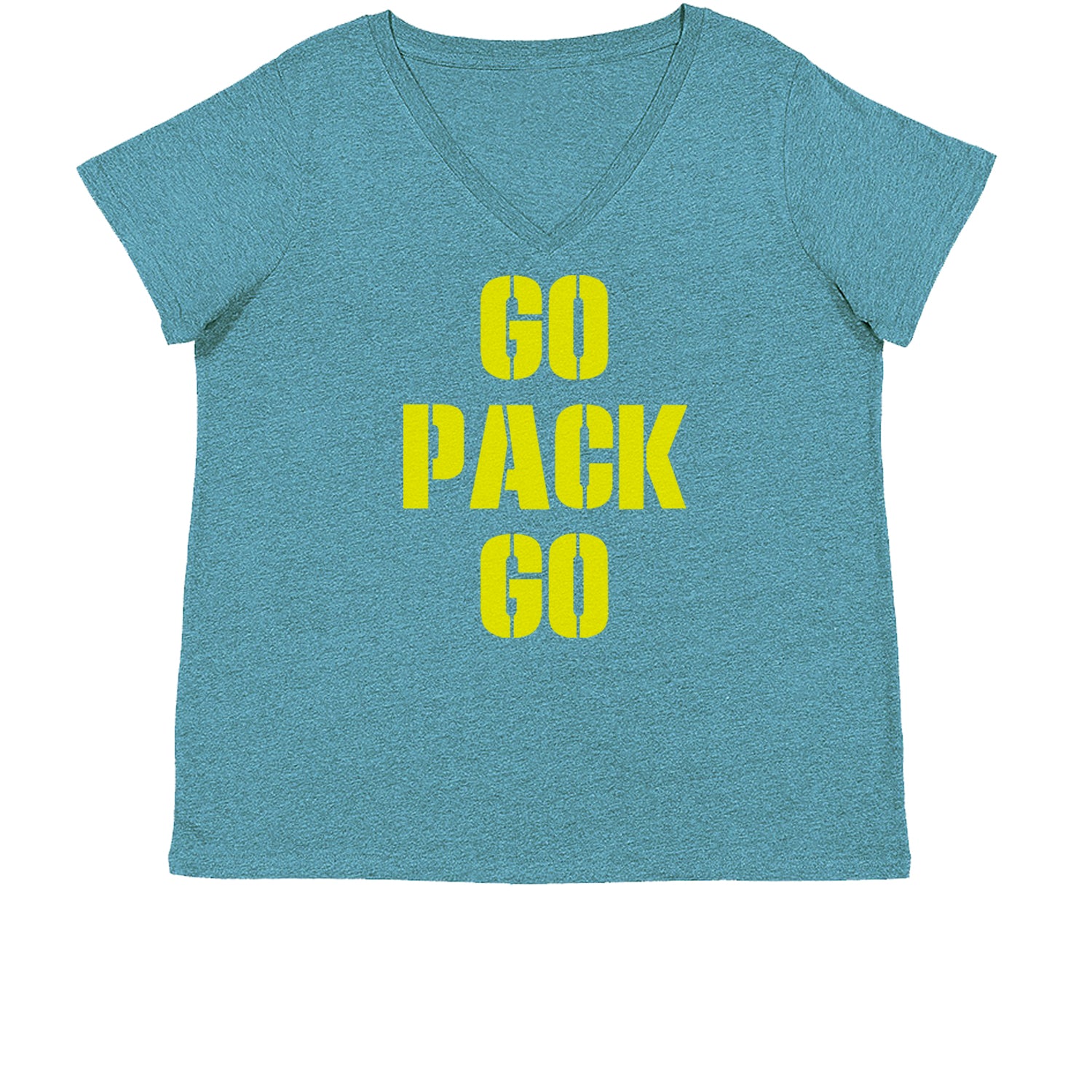 Go Pack Go Green Bay Womens Plus Size V-Neck T-shirt football, greenbay, packer by Expression Tees