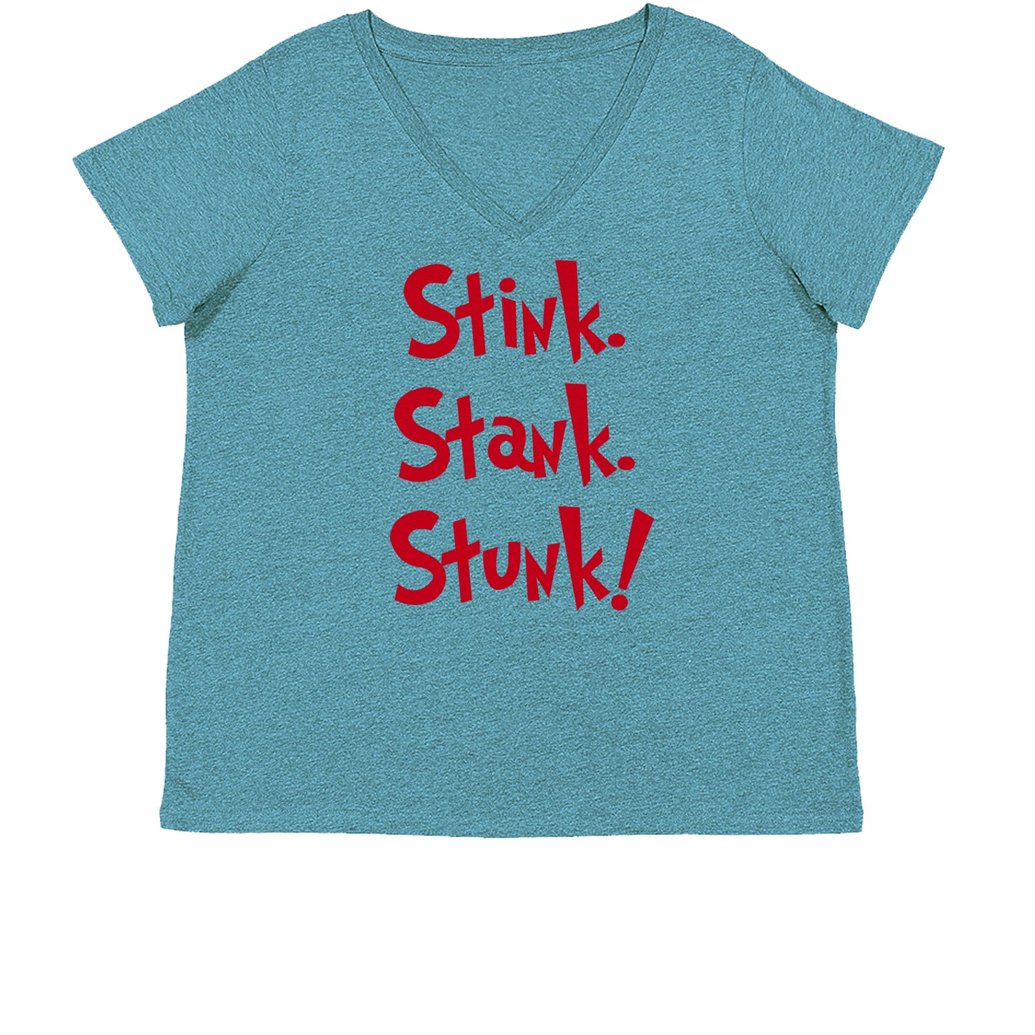 Stink Stank Stunk Grinch Womens Plus Size V-Neck T-shirt christmas, holiday, sweater, ugly, xmas by Expression Tees