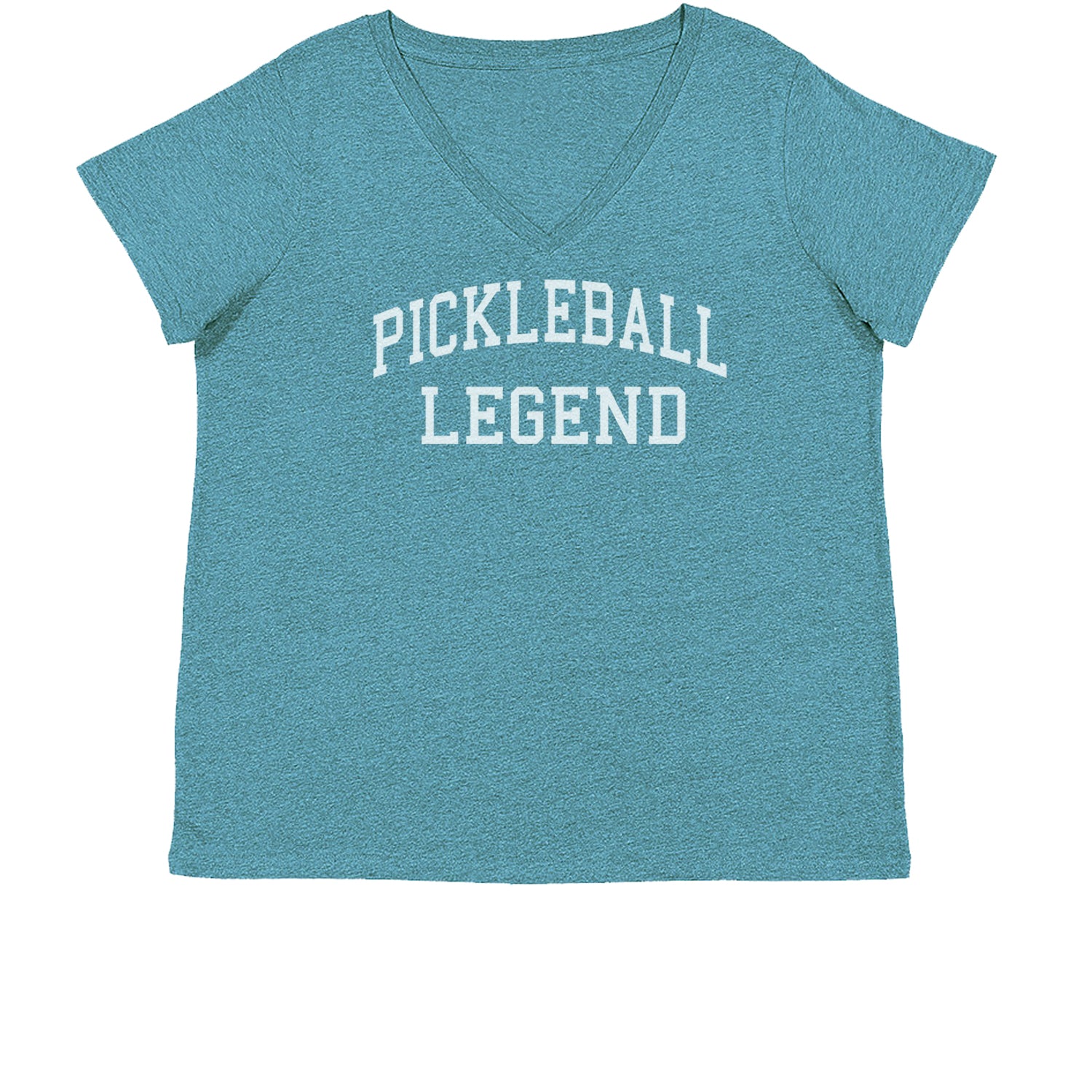 Pickleball Legend Womens Plus Size V-Neck T-shirt ball, dink, dinking, pickle, pickleball by Expression Tees