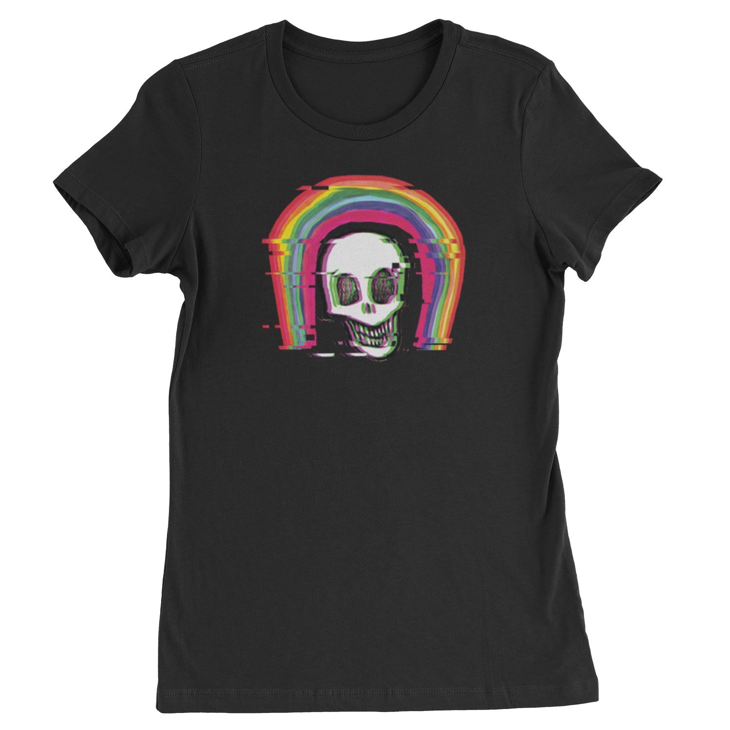 Rainbow Distorted Skull Womens T-shirt