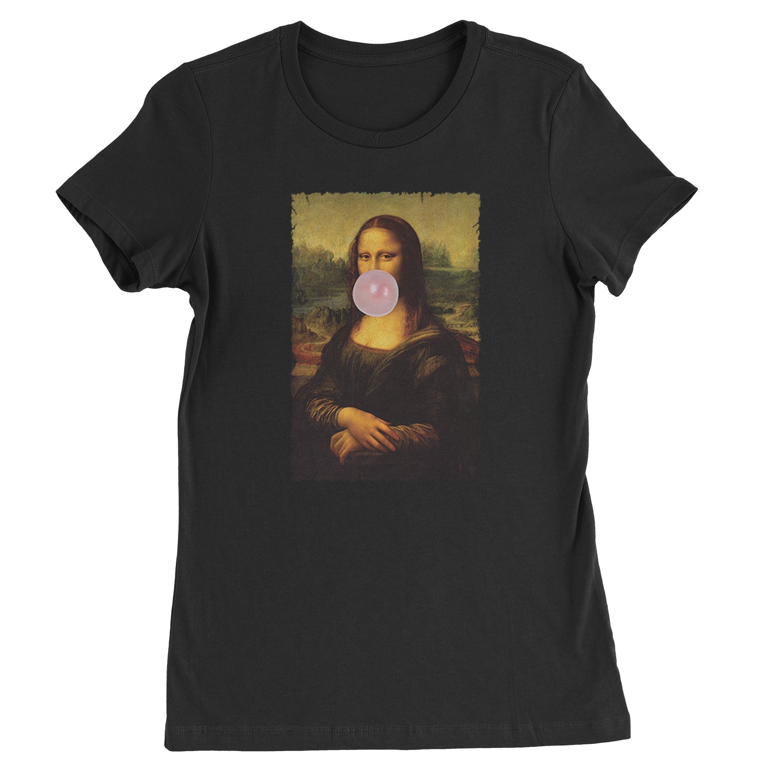 Mona Lisa Smile Pink Bubble Gum Da Vinci Icon Womens T-shirt
