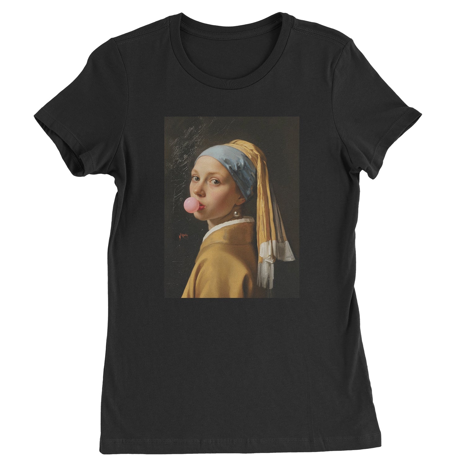 Girl with a Pearl Earring Bubble Gum Contemporary Art Womens T-shirt