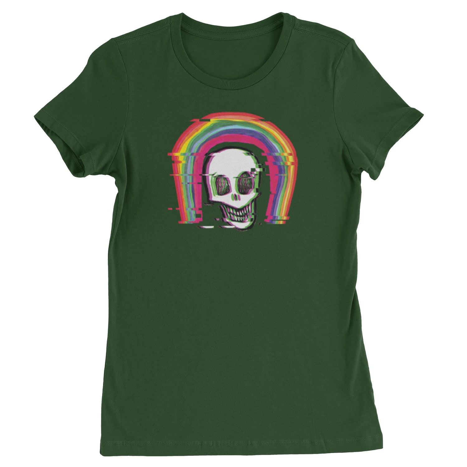 Rainbow Distorted Skull Womens T-shirt