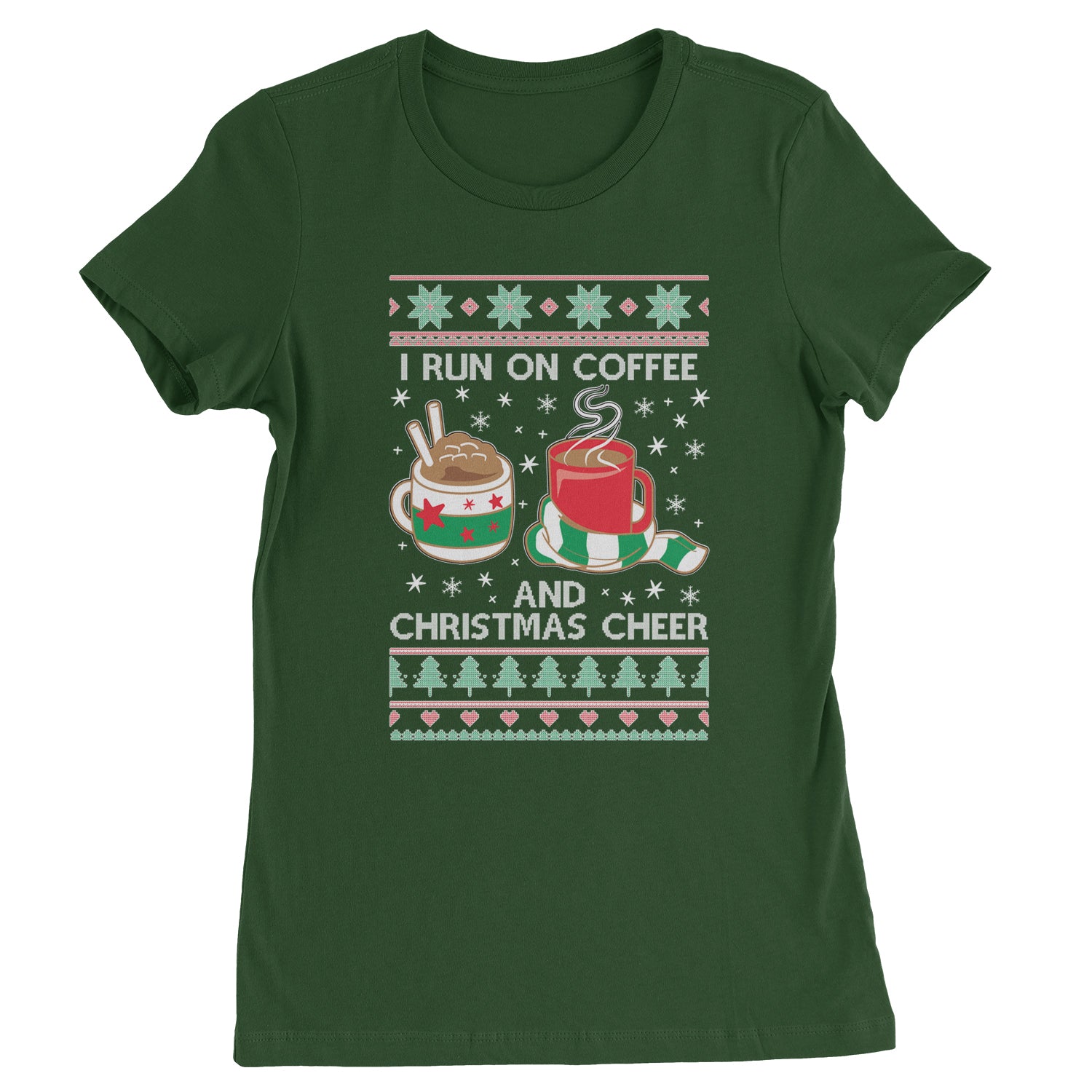 I Run On Coffee And Christmas Cheer Womens T-shirt christmas, sweater, sweatshirt, ugly by Expression Tees
